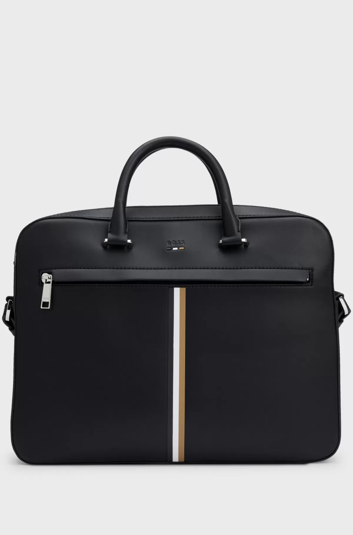 HUGO BOSS Dokumentmappe I Imiteret Læder Med Signaturstribe Sort Online