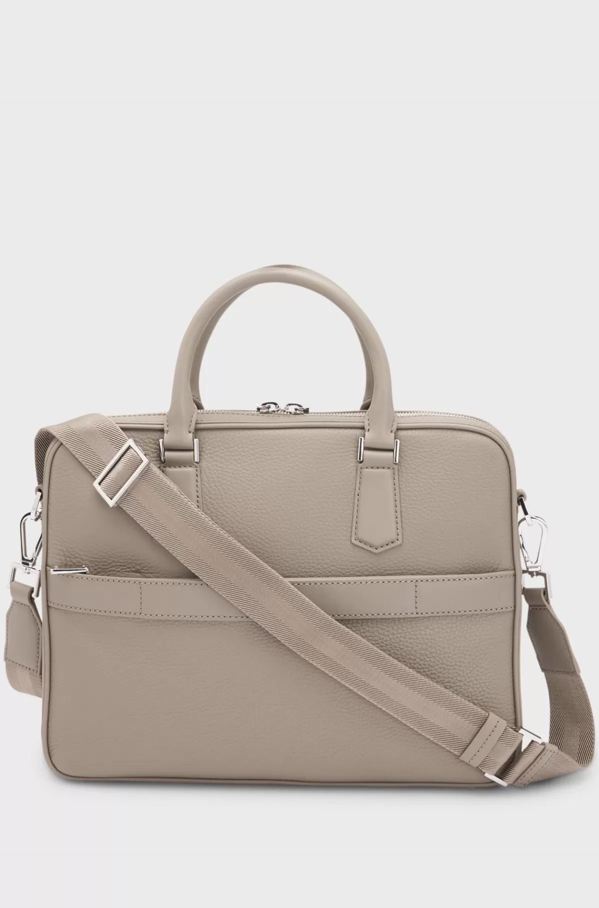 HUGO BOSS Dokumentmappe I Italiensk Læder Med Signaturdetaljer Beige Flash Sale