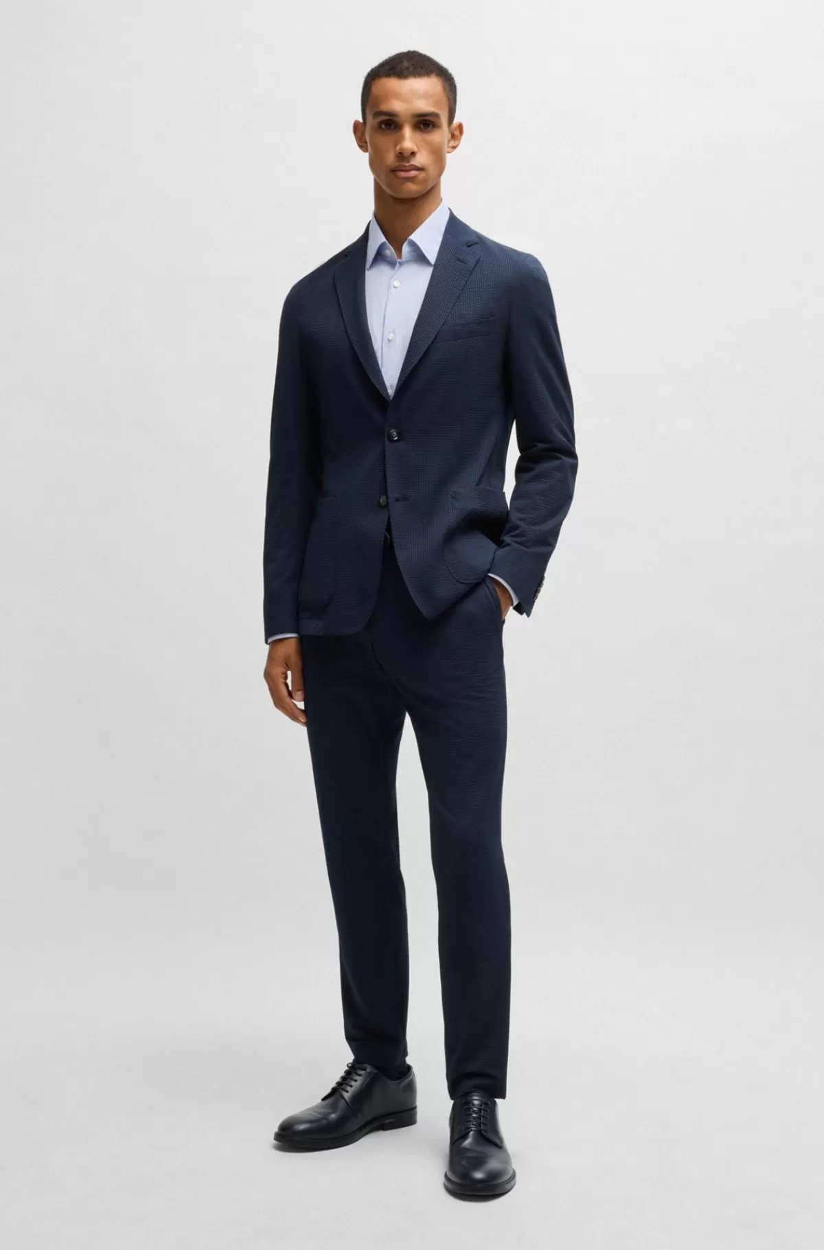 HUGO BOSS Dressletic Derbysko I Læder Mørkeblå New