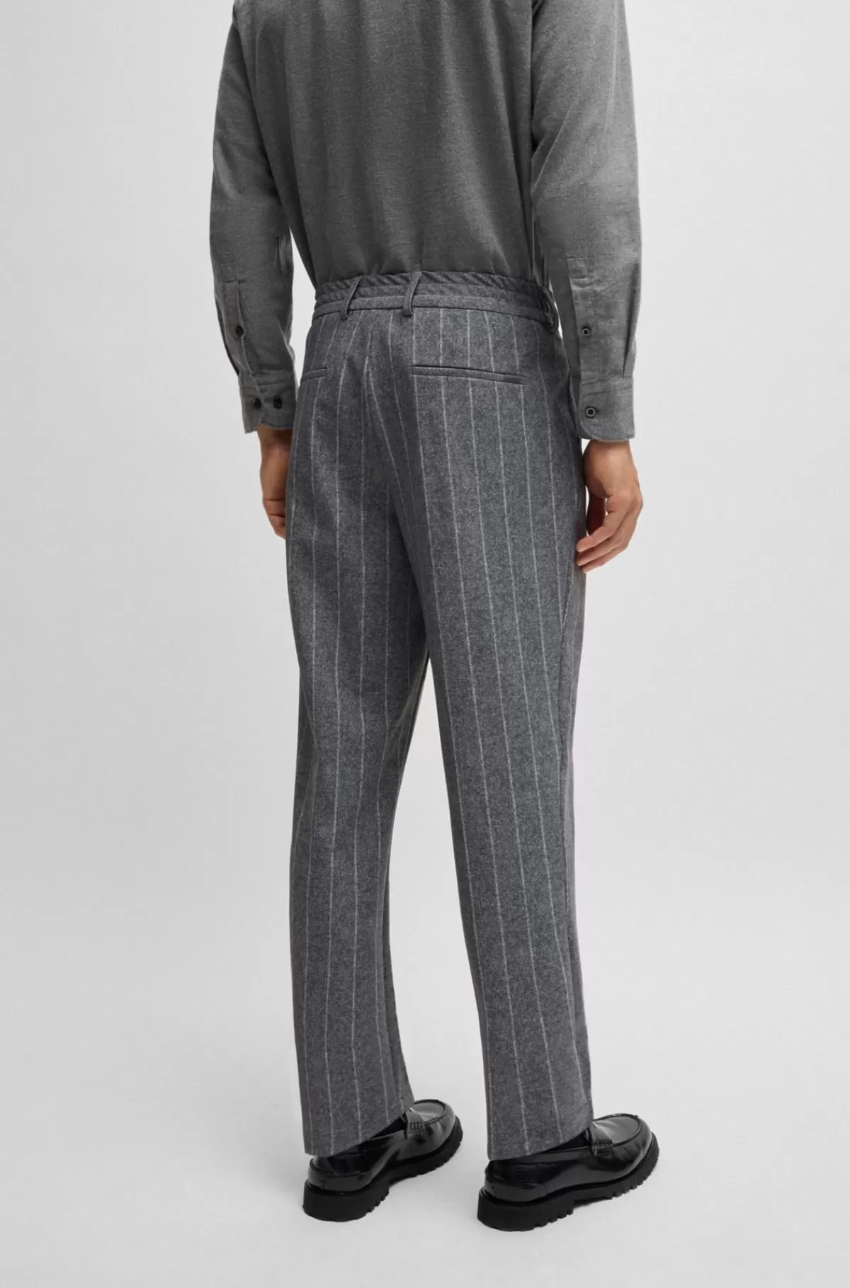 HUGO BOSS Dressletic-bukser Med Tapered Fit I Stribet Jersey Med Performance-stræk Grå Best Sale