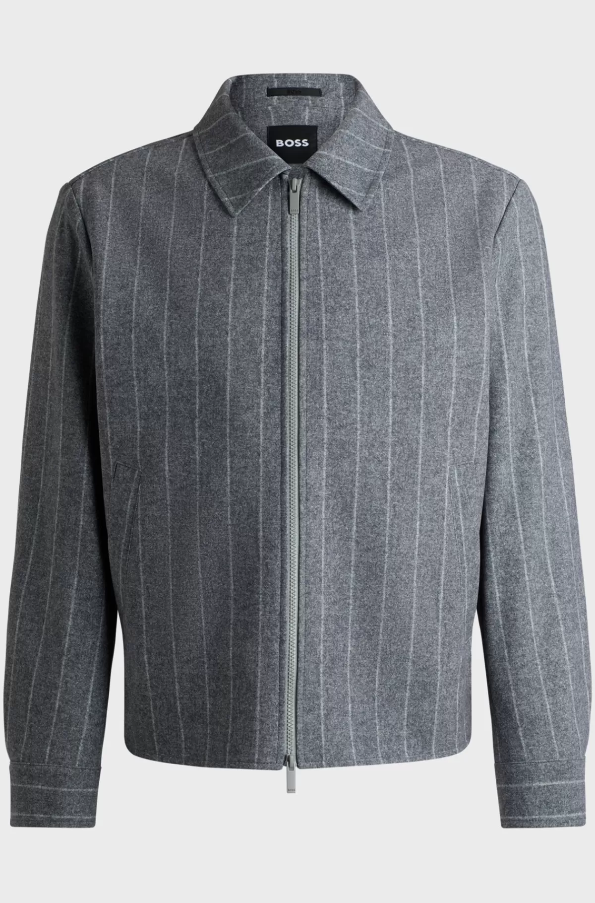 HUGO BOSS Dressletic-jakke Med Slim Fit I Stribet Jersey Med Performance-stræk Grå Discount