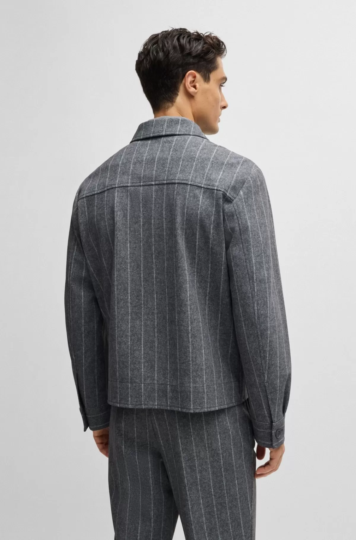 HUGO BOSS Dressletic-jakke Med Slim Fit I Stribet Jersey Med Performance-stræk Grå Discount