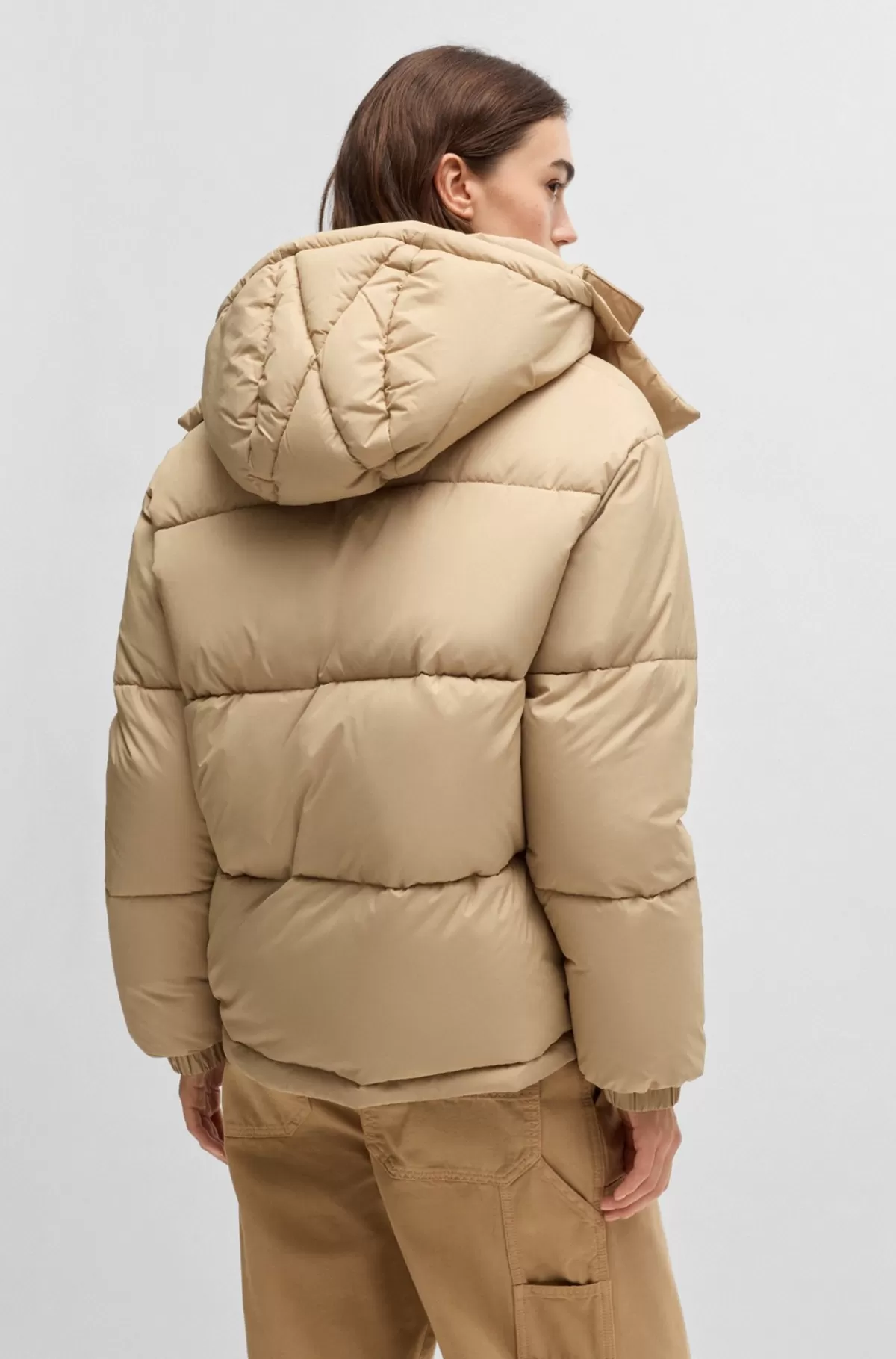 HUGO BOSS Dynejakke Med Aftagelig Hætte Lys beige Best