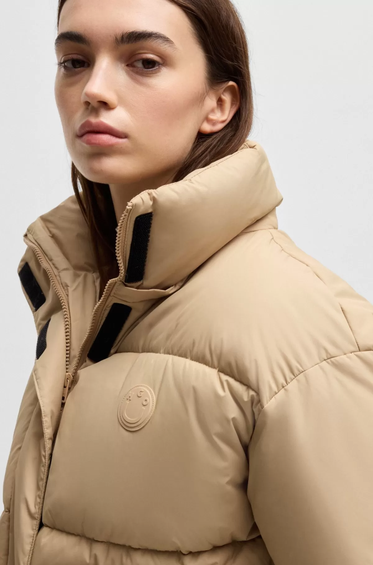 HUGO BOSS Dynejakke Med Aftagelig Hætte Lys beige Best