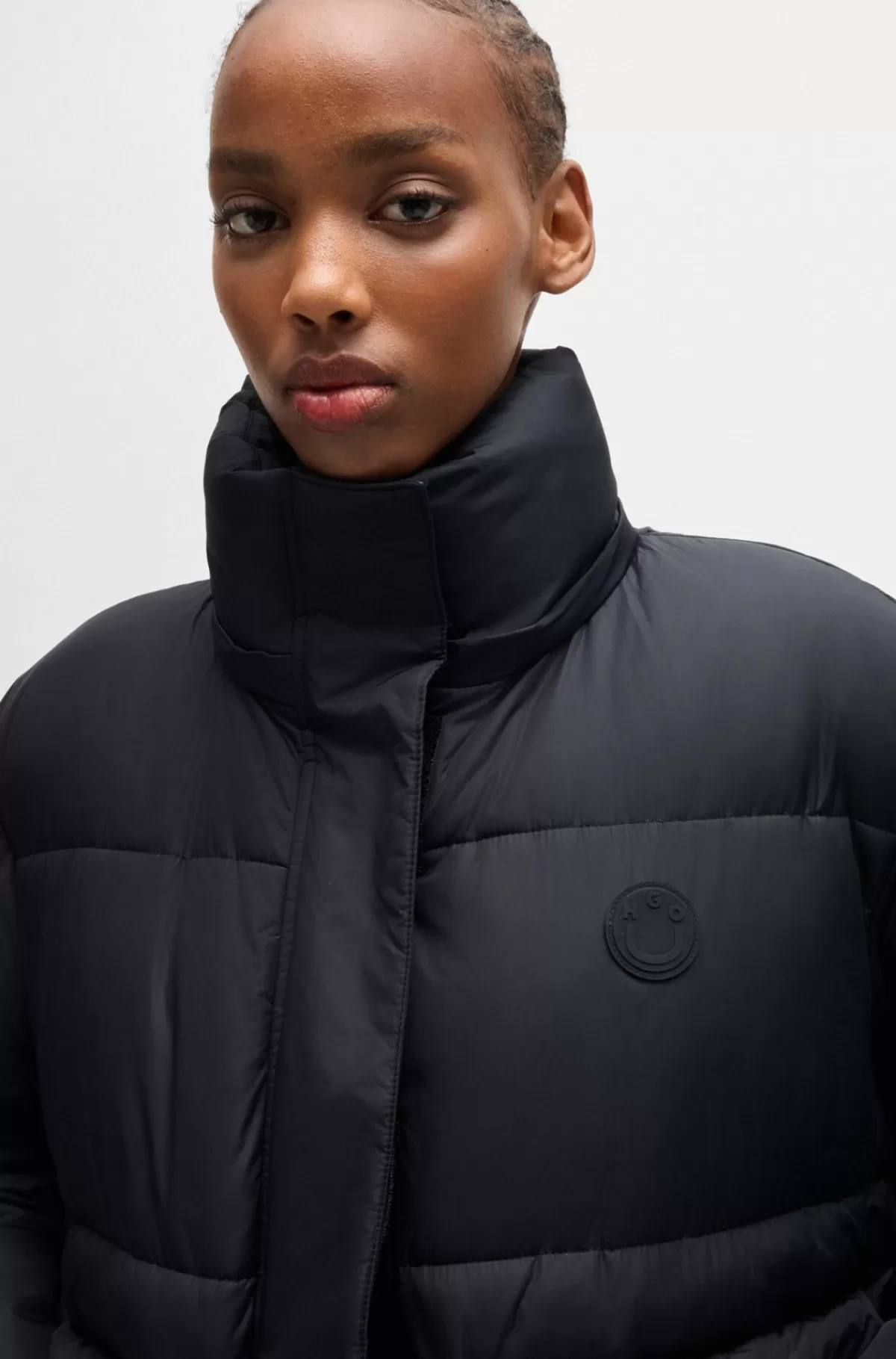 HUGO BOSS Dynejakke Med Aftagelig Hætte Sort Discount