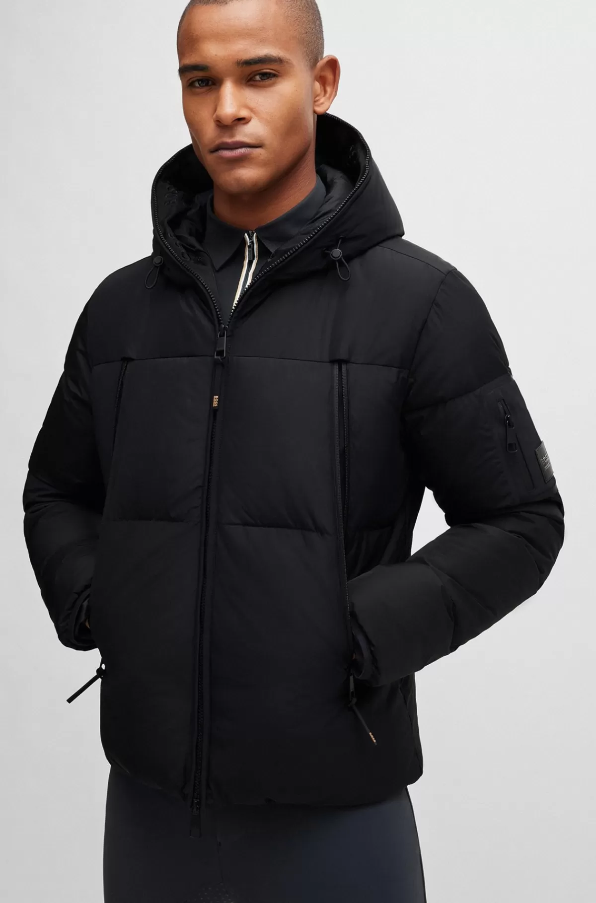 HUGO BOSS Dynejakke Til Hestesport Med Hætte Og Fleeceforede Lommer Sort Sale