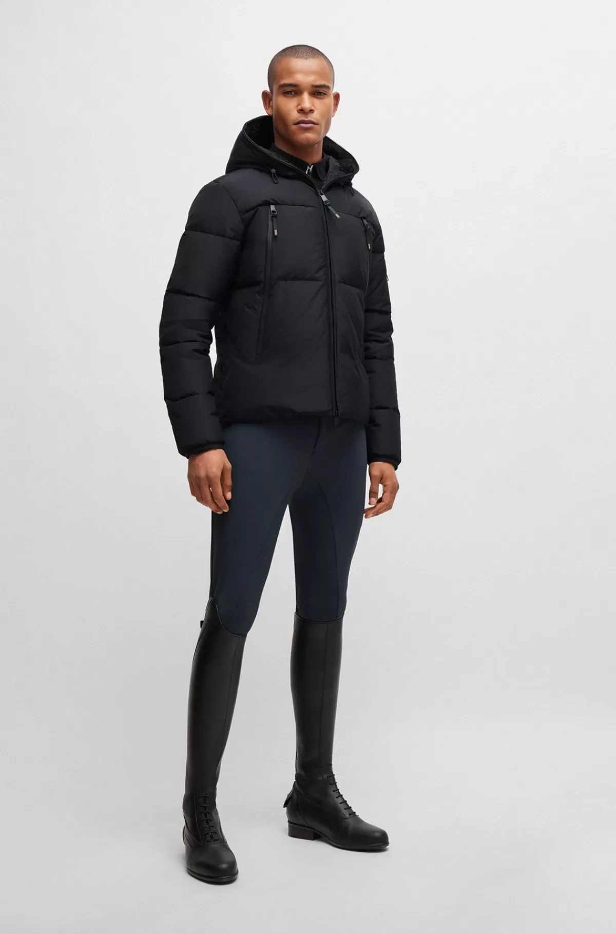HUGO BOSS Dynejakke Til Hestesport Med Hætte Og Fleeceforede Lommer Sort Sale