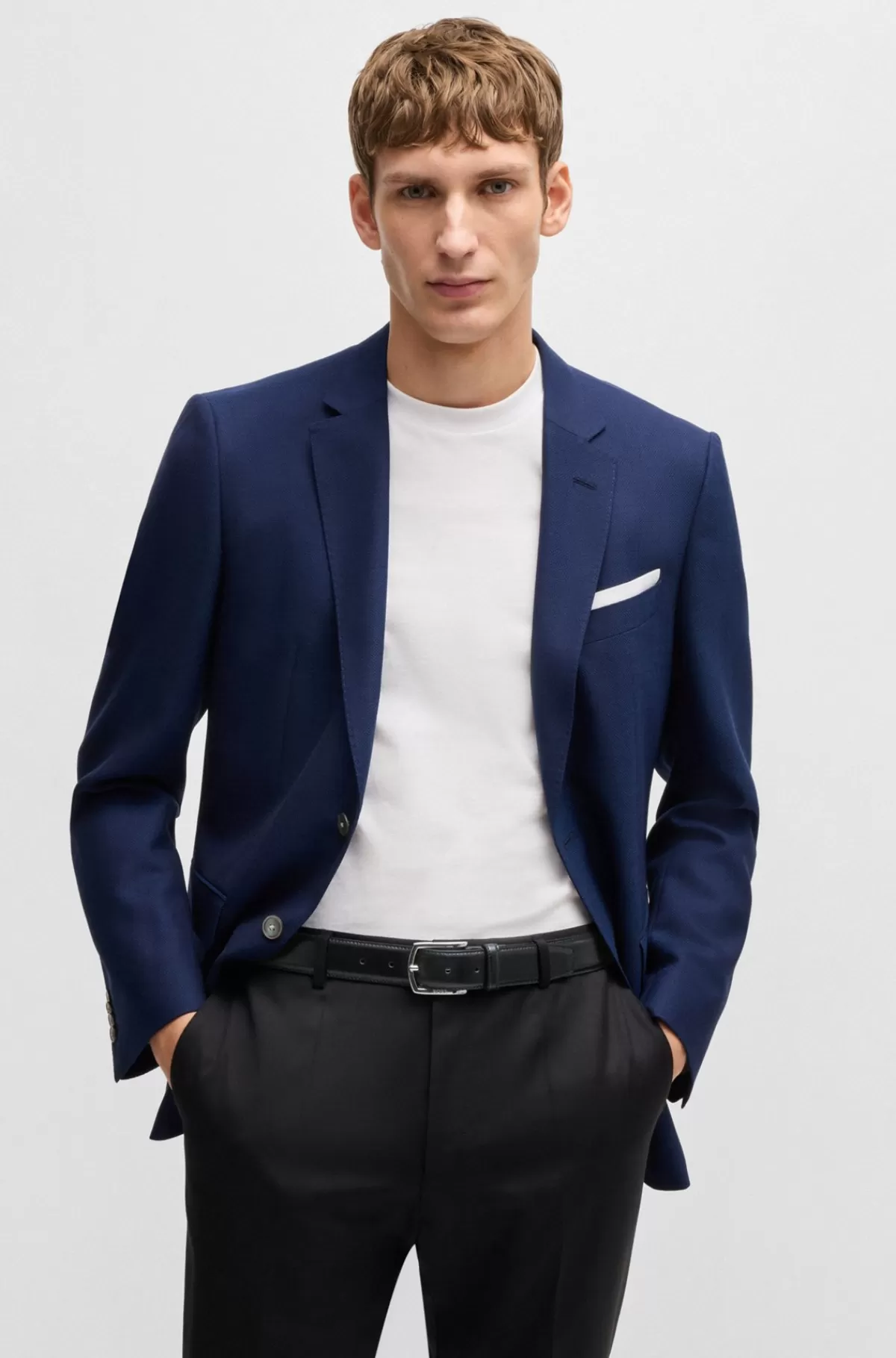HUGO BOSS Elegant Italiensk Læderbælte Med Brandet Spænde Og Foring Sort Discount