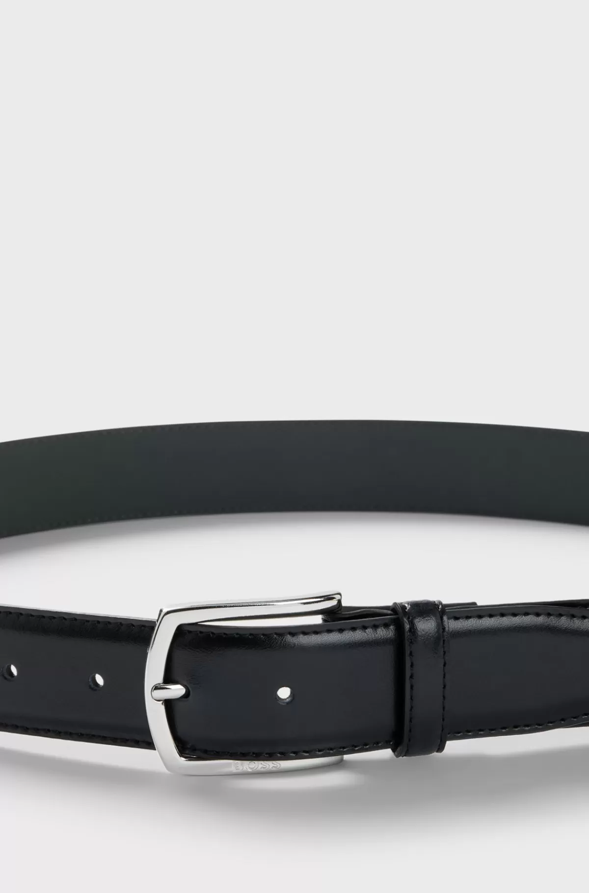 HUGO BOSS Elegant Italiensk Læderbælte Med Brandet Spænde Og Foring Sort Discount