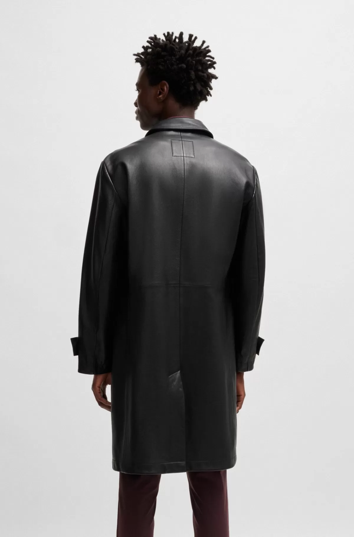 HUGO BOSS En Frakke Med Regular Fit I Læder Med Jersey På Indersiden Sort Store