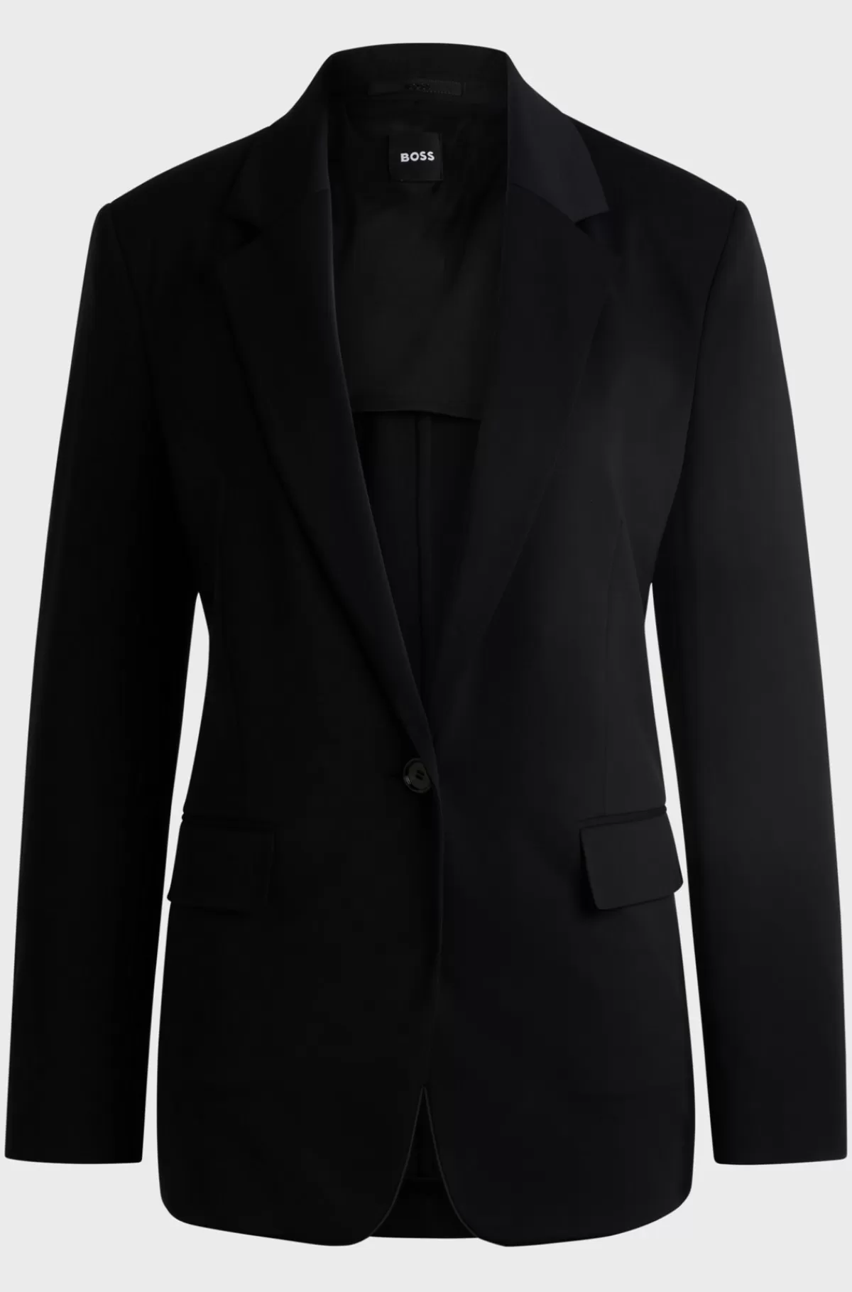 HUGO BOSS En Jakke Med Relaxed Fit I Strygelet Jersey Med Stræk Sort Cheap