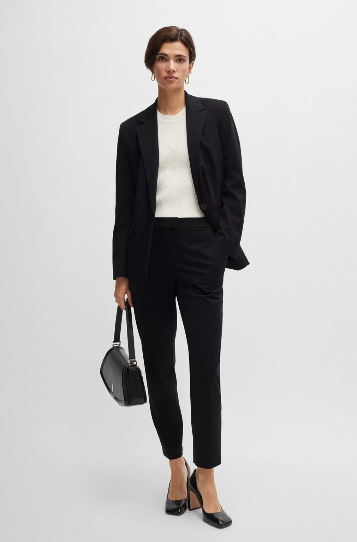 HUGO BOSS En Jakke Med Relaxed Fit I Strygelet Jersey Med Stræk Sort Cheap