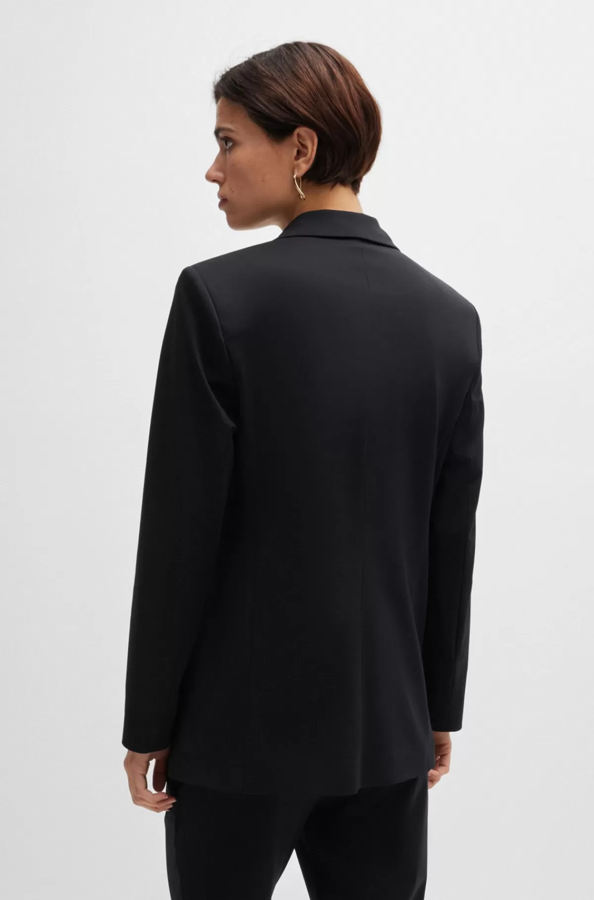 HUGO BOSS En Jakke Med Relaxed Fit I Strygelet Jersey Med Stræk Sort Cheap