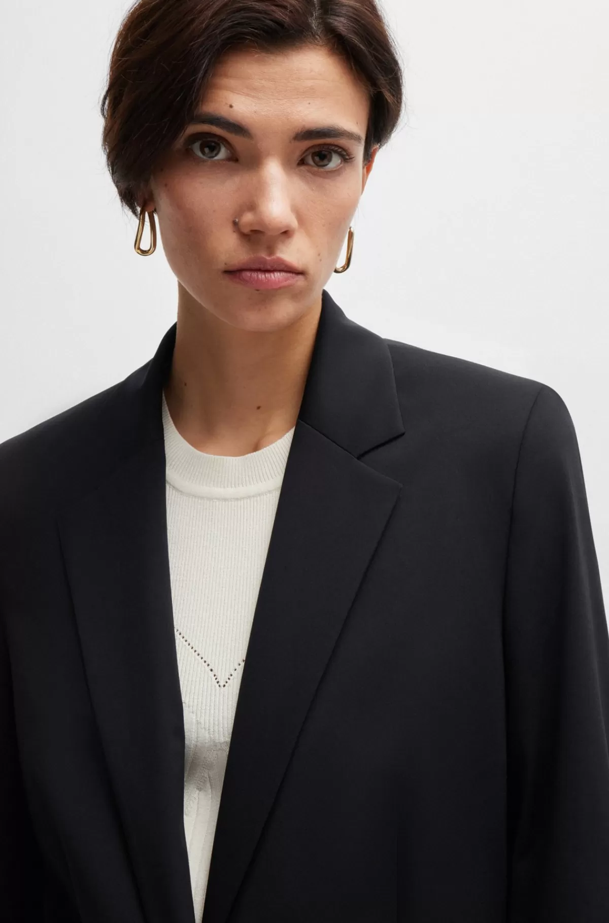 HUGO BOSS En Jakke Med Relaxed Fit I Strygelet Jersey Med Stræk Sort Cheap