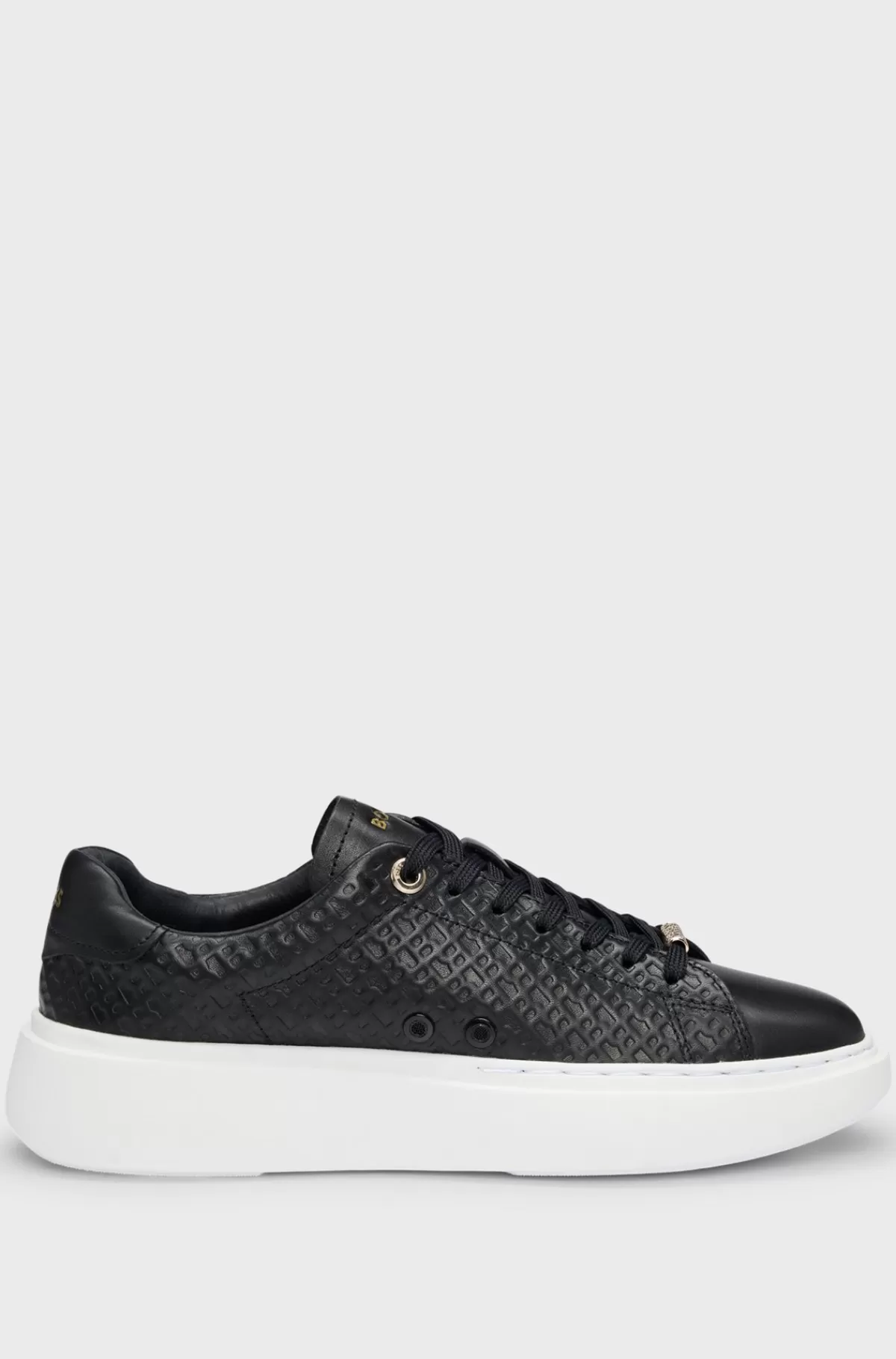 HUGO BOSS ENDisplay Name: Sneakers Med Cup-sole I Læder Med Prægede Monogrammer Sort Store