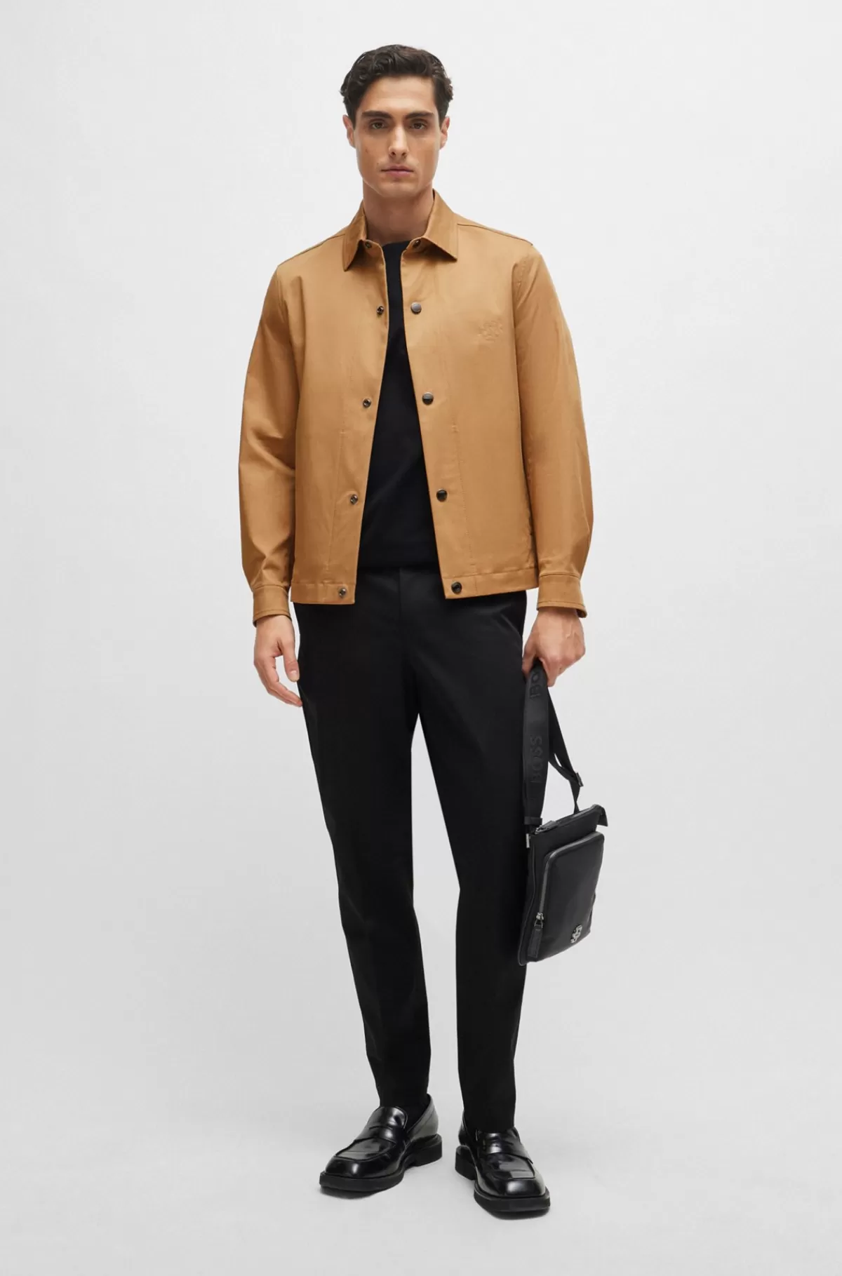 HUGO BOSS Envelopetaske Med Dobbelt Monogram På Metal Sort Sale