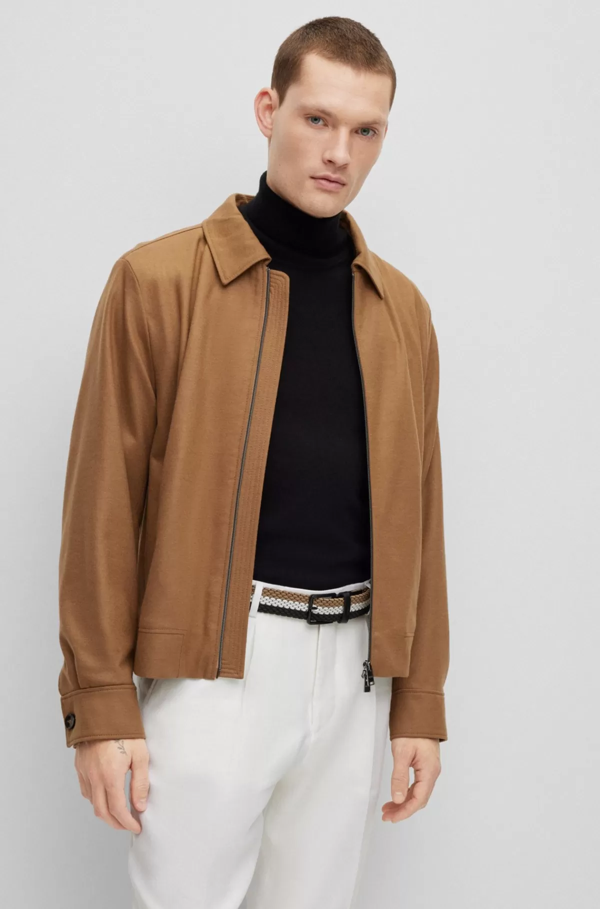 HUGO BOSS Et Vævet Bælte Med Læderdekoreringer Og Detaljer I Kontrastfarve Mønstret New