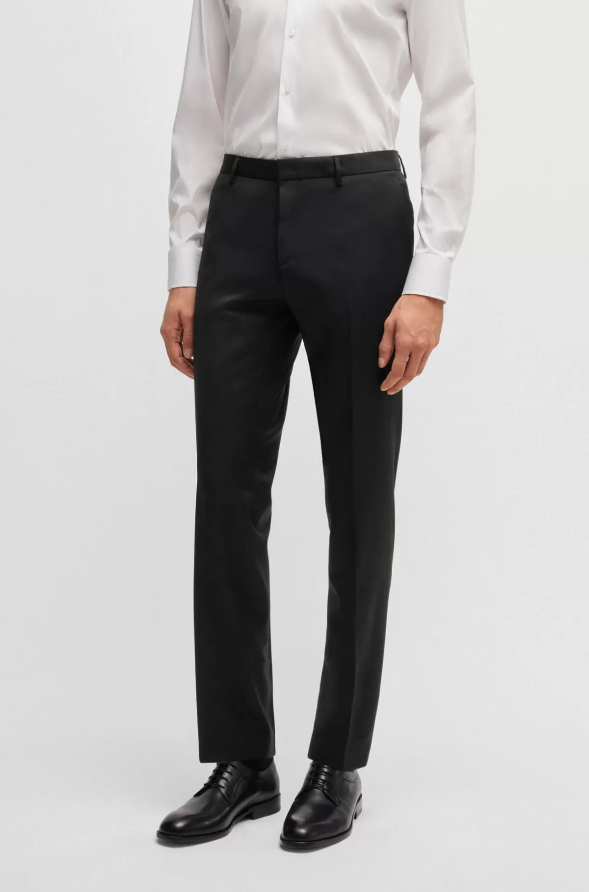 HUGO BOSS Extra Slim Fit Jakkesætsbukser I Serge Af Ny Uld Sort Sale