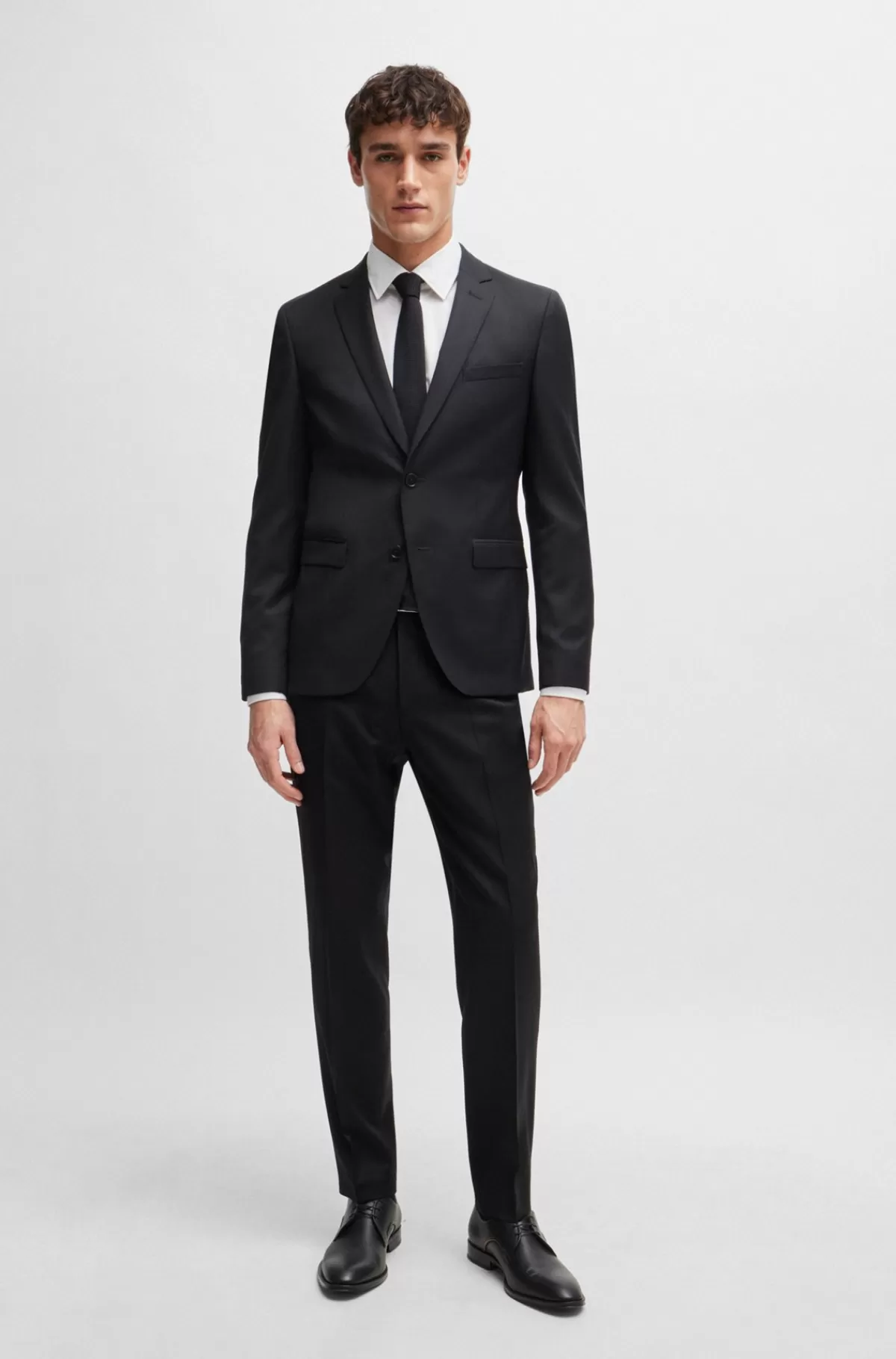 HUGO BOSS Extra Slim Fit Jakkesætsjakke I Serge Af Ny Uld Sort Fashion