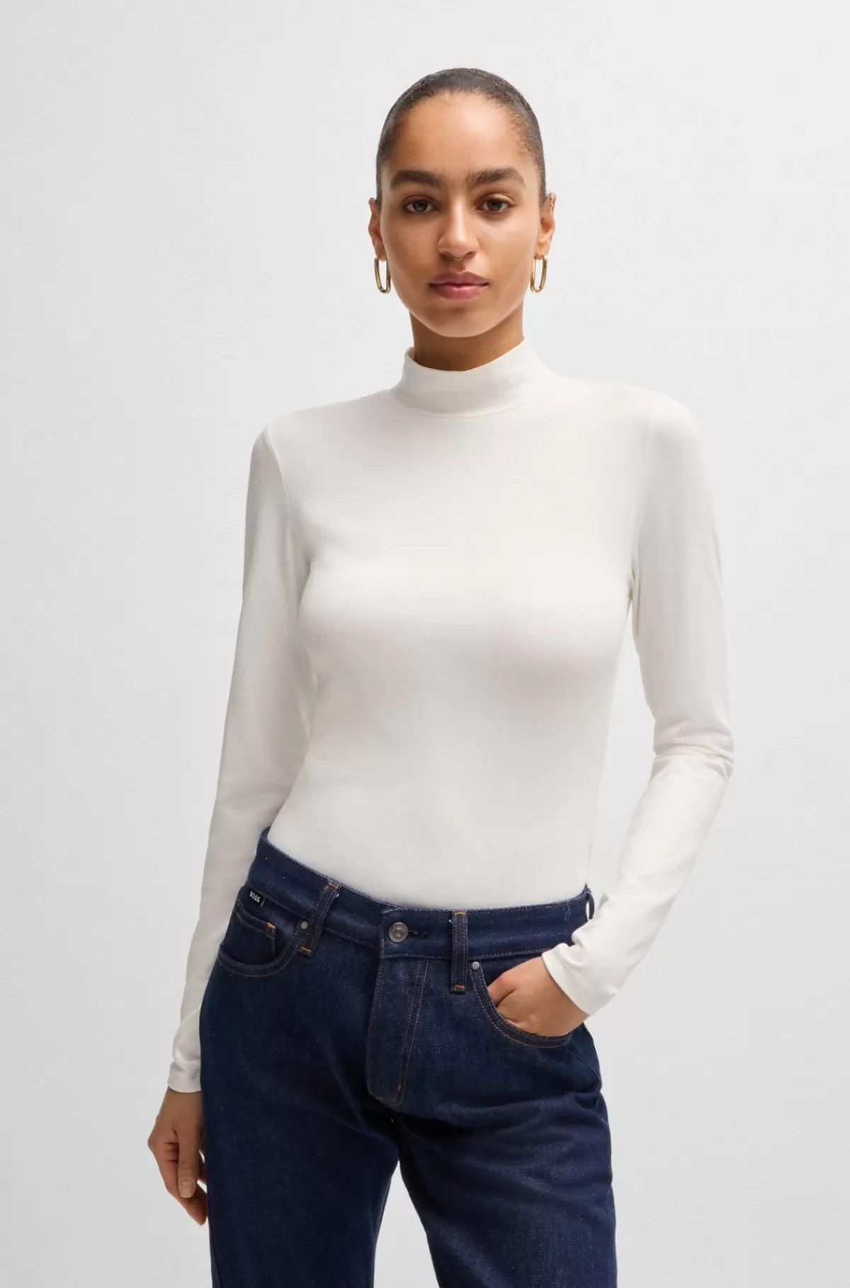 HUGO BOSS Extra Slim Fit Top Med Høj Hals Hvid Best Sale