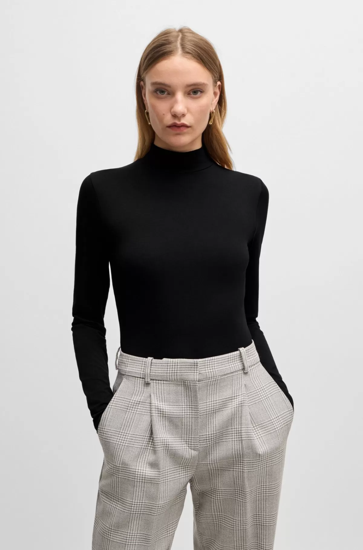 HUGO BOSS Extra Slim Fit Top Med Høj Hals Sort Flash Sale