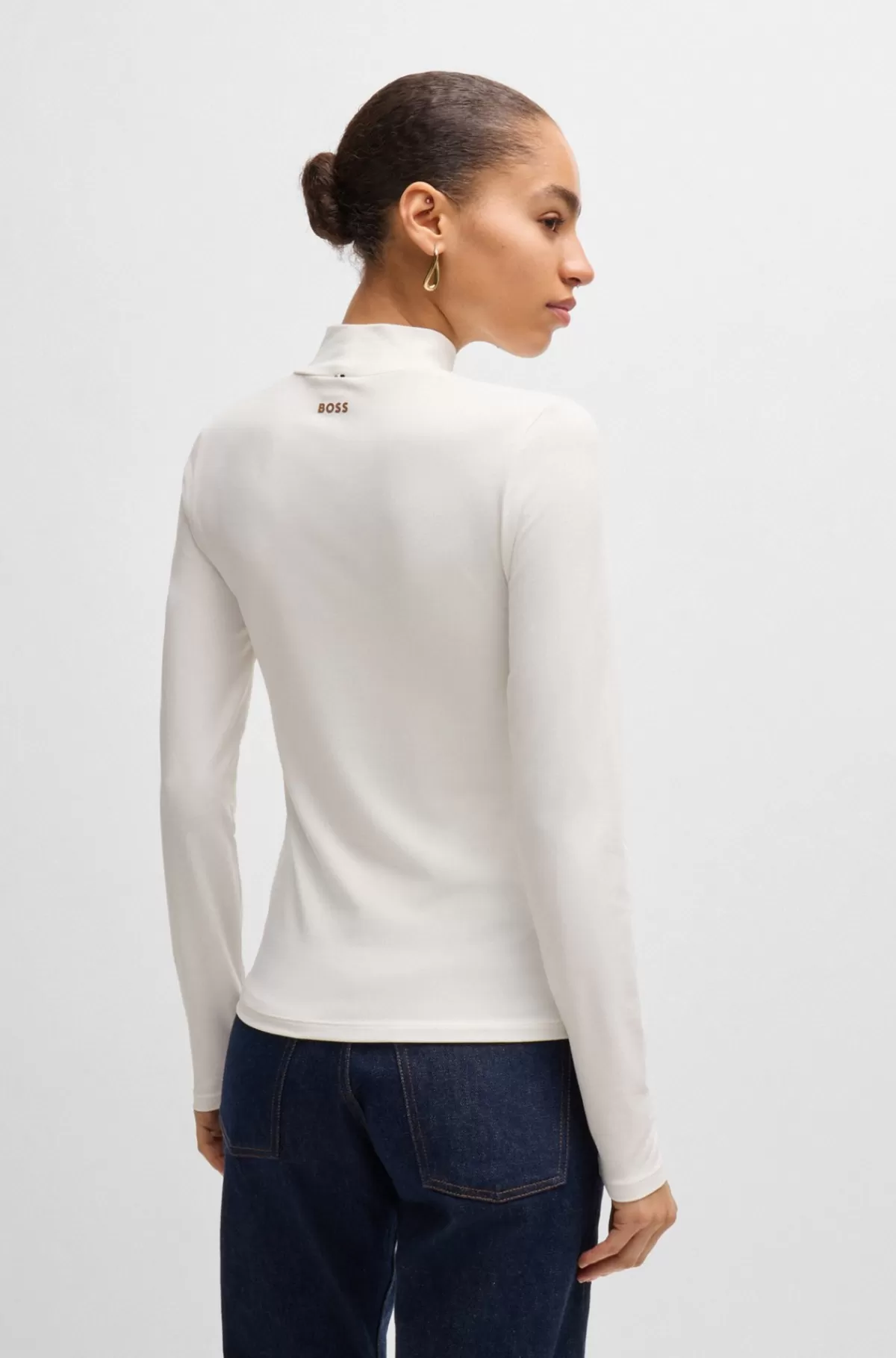 HUGO BOSS Extra Slim Fit Top Med Høj Hals Hvid Best Sale
