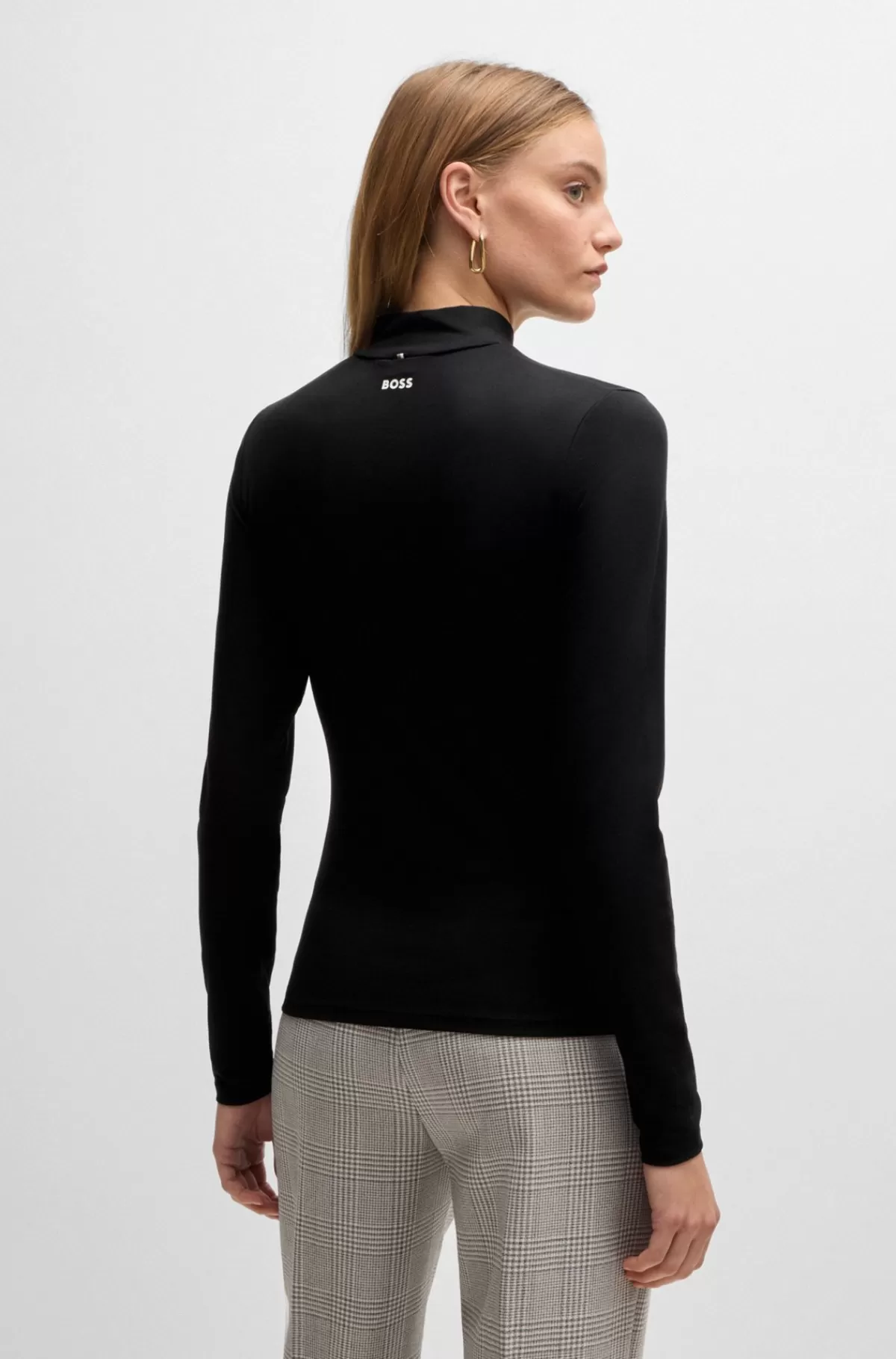HUGO BOSS Extra Slim Fit Top Med Høj Hals Sort Flash Sale