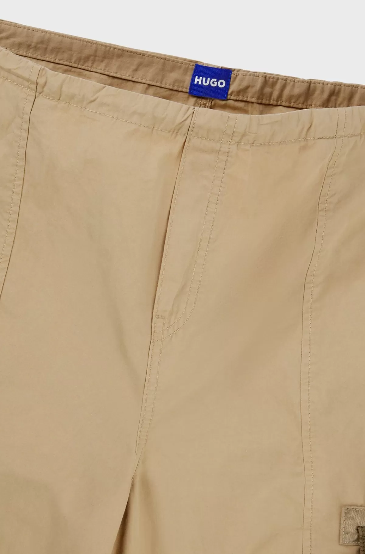 HUGO BOSS Faldskærmsbukser I Bomuld Med Oversize Fit Og Cargolommer Lys beige Outlet