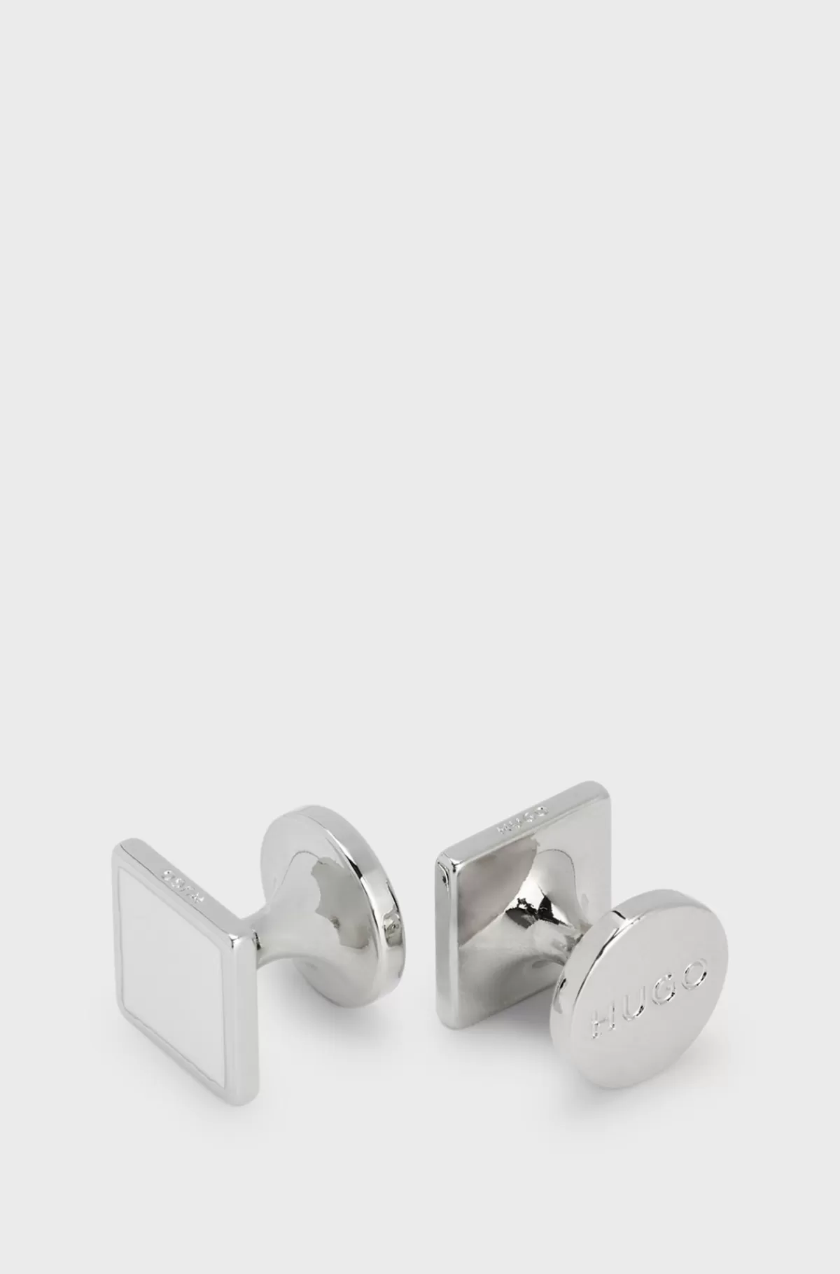 HUGO BOSS Firkantede Manchetknapper Med Emaljekerne Og Logo Hvid Sale