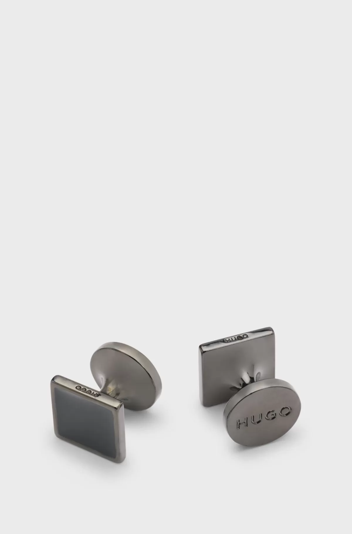 HUGO BOSS Firkantede Manchetknapper Med Emaljekerne Og Logo Sort Clearance