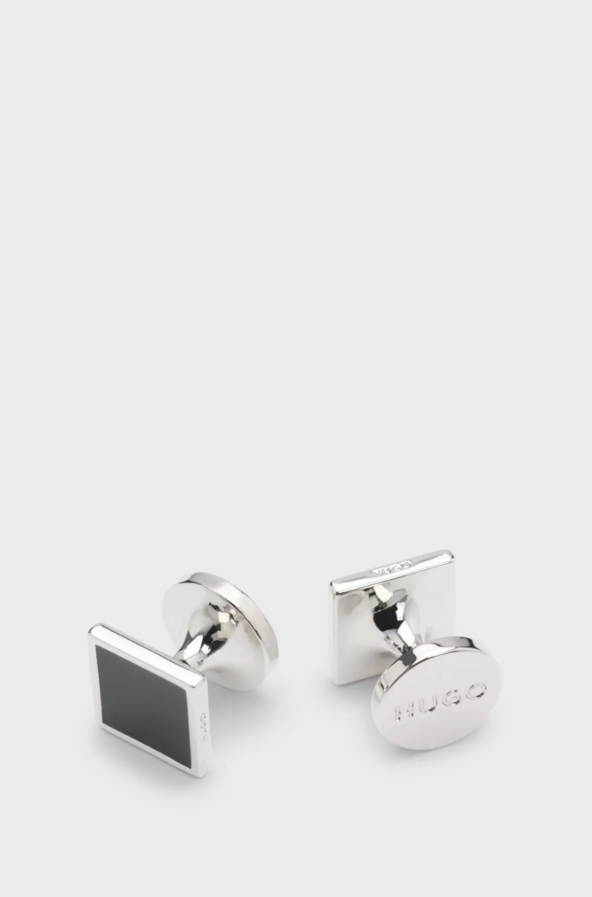 HUGO BOSS Firkantede Manchetknapper Med Emaljekerne Og Logo Sort Flash Sale