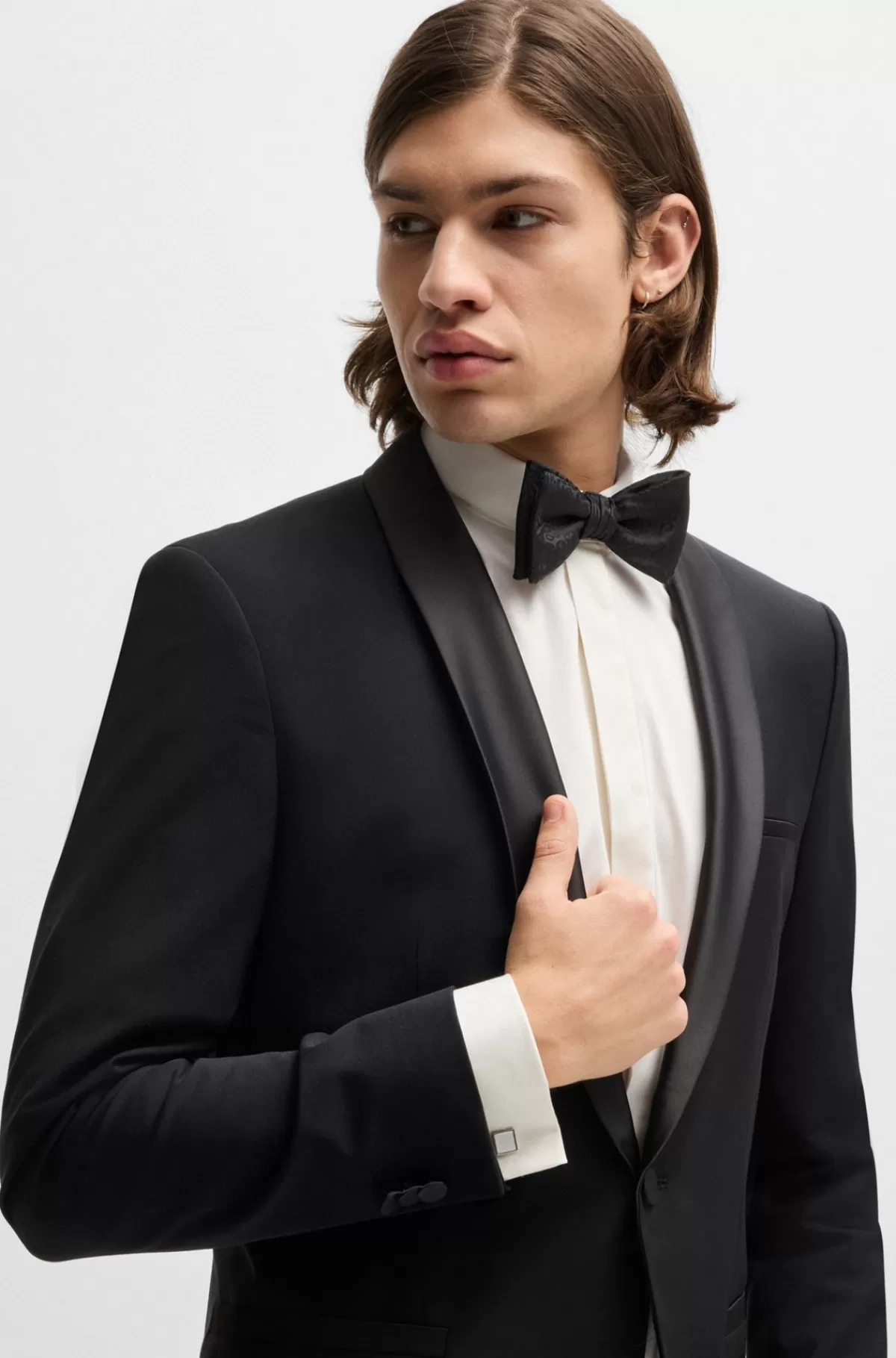 HUGO BOSS Firkantede Manchetknapper Med Emaljekerne Og Logo Hvid Sale