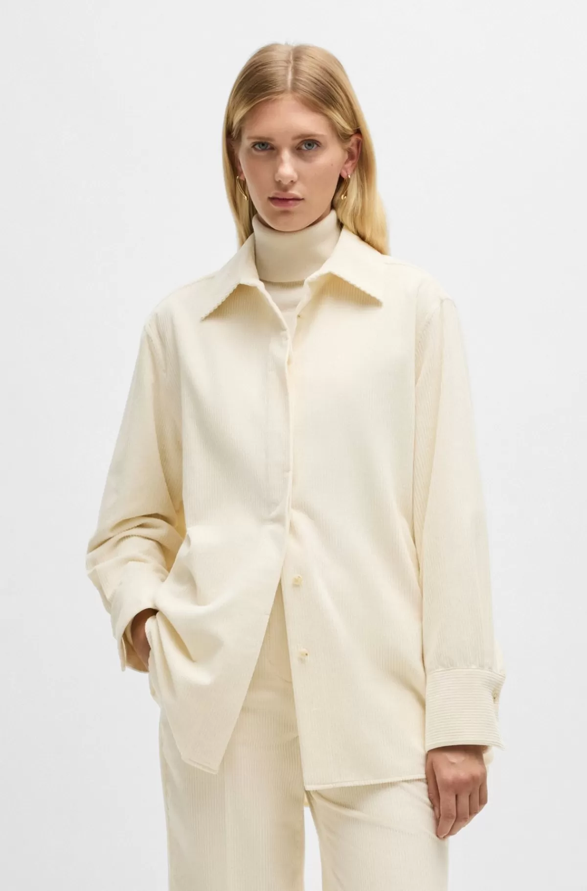 HUGO BOSS Fløjlsjakke I Bomuld Og Kashmir Lys beige Best Sale