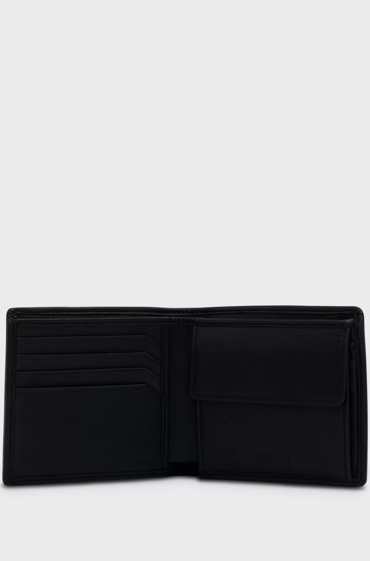 HUGO BOSS Foldepung I Læder Med Logodetaljer Sort Hot