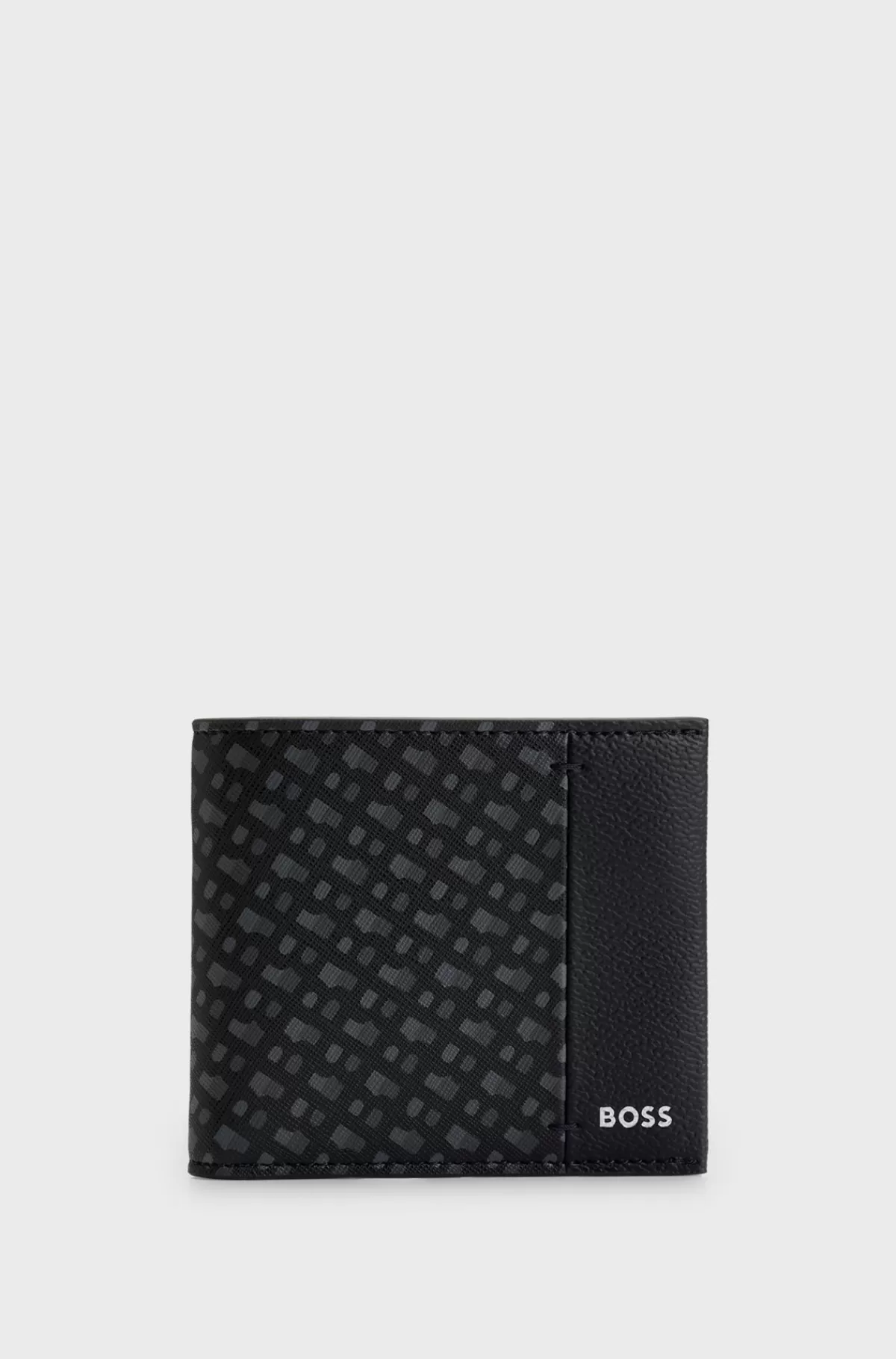HUGO BOSS Foldepung Med Monogrampanel Og Logo I Sølvfolie Sort Sale