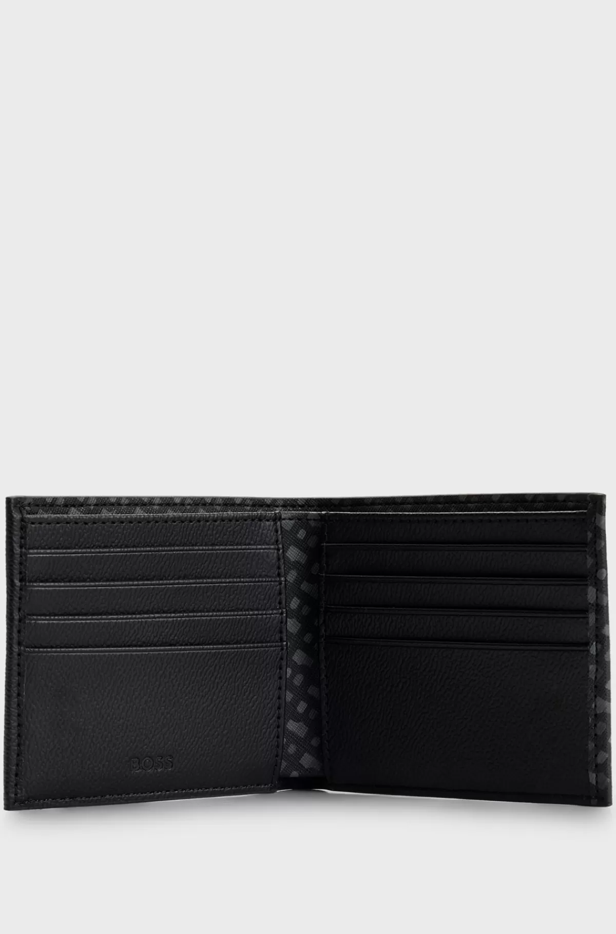 HUGO BOSS Foldepung Med Monogrampanel Og Logo I Sølvfolie Sort Sale