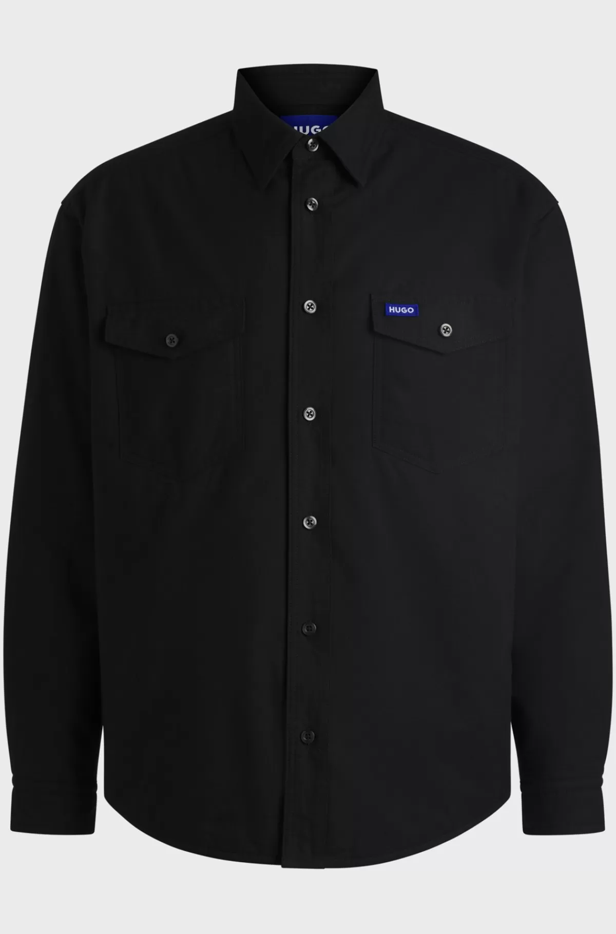 HUGO BOSS Foret Yderskjorte Med Oversize Fit I Oxford-bomuld Sort Online