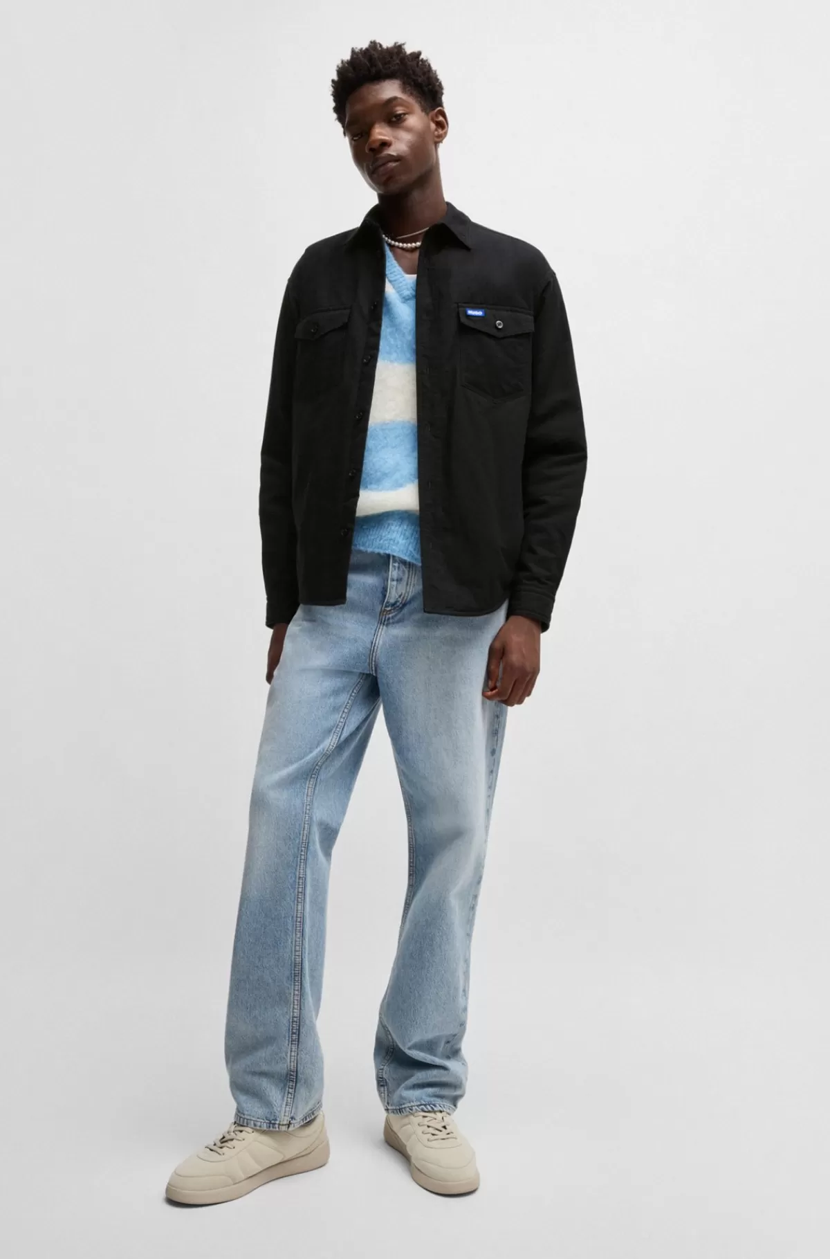 HUGO BOSS Foret Yderskjorte Med Oversize Fit I Oxford-bomuld Sort Online