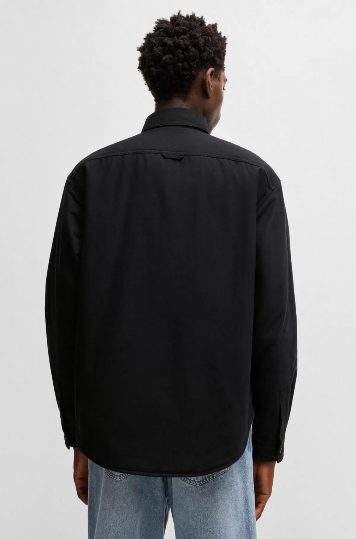 HUGO BOSS Foret Yderskjorte Med Oversize Fit I Oxford-bomuld Sort Online