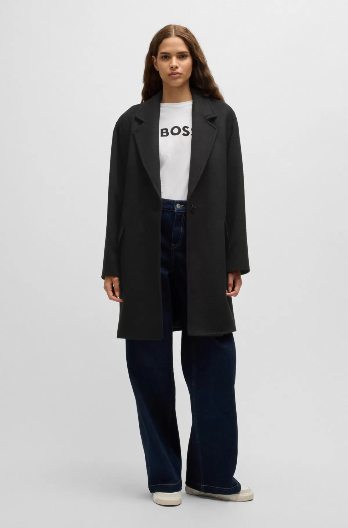 HUGO BOSS Formel Frakke Med Enkeltknapslukning Sort Discount