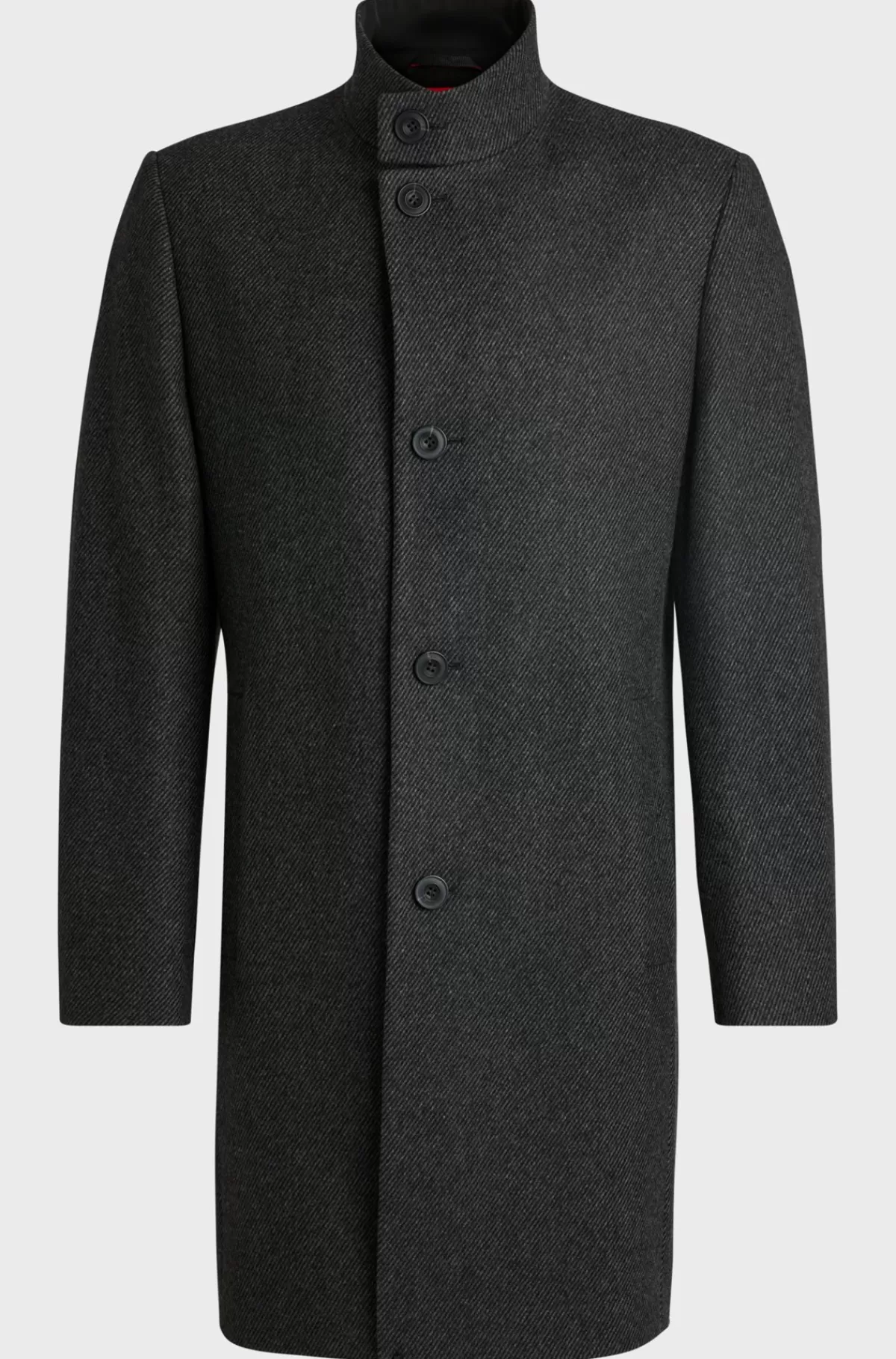 HUGO BOSS Formel Frakke Med Regular Fit I Twill Af Uldblanding Grå New