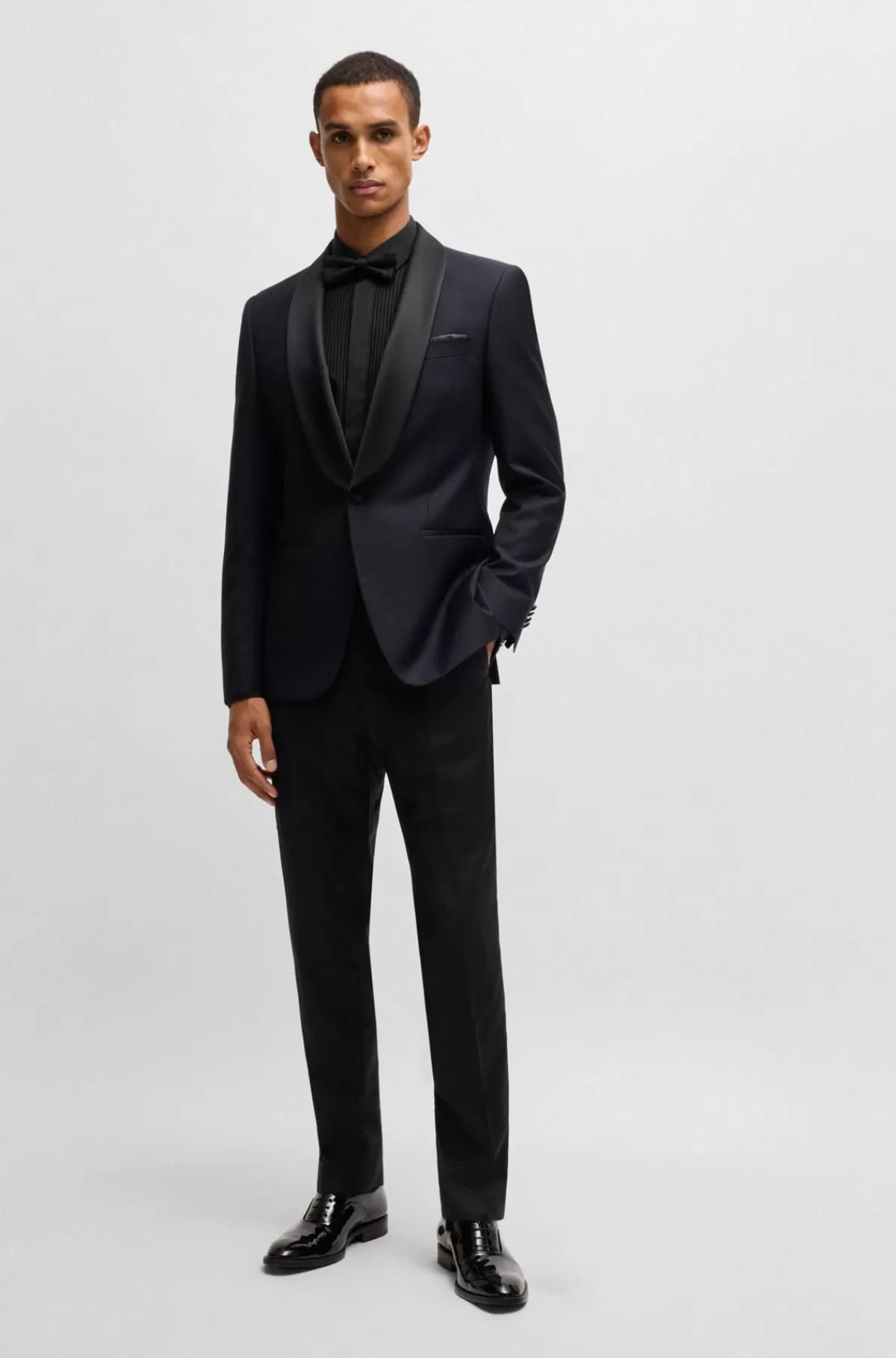 HUGO BOSS Formel Skjorte Med Slim Fit Og Kjolebryst Med Læg Sort Best