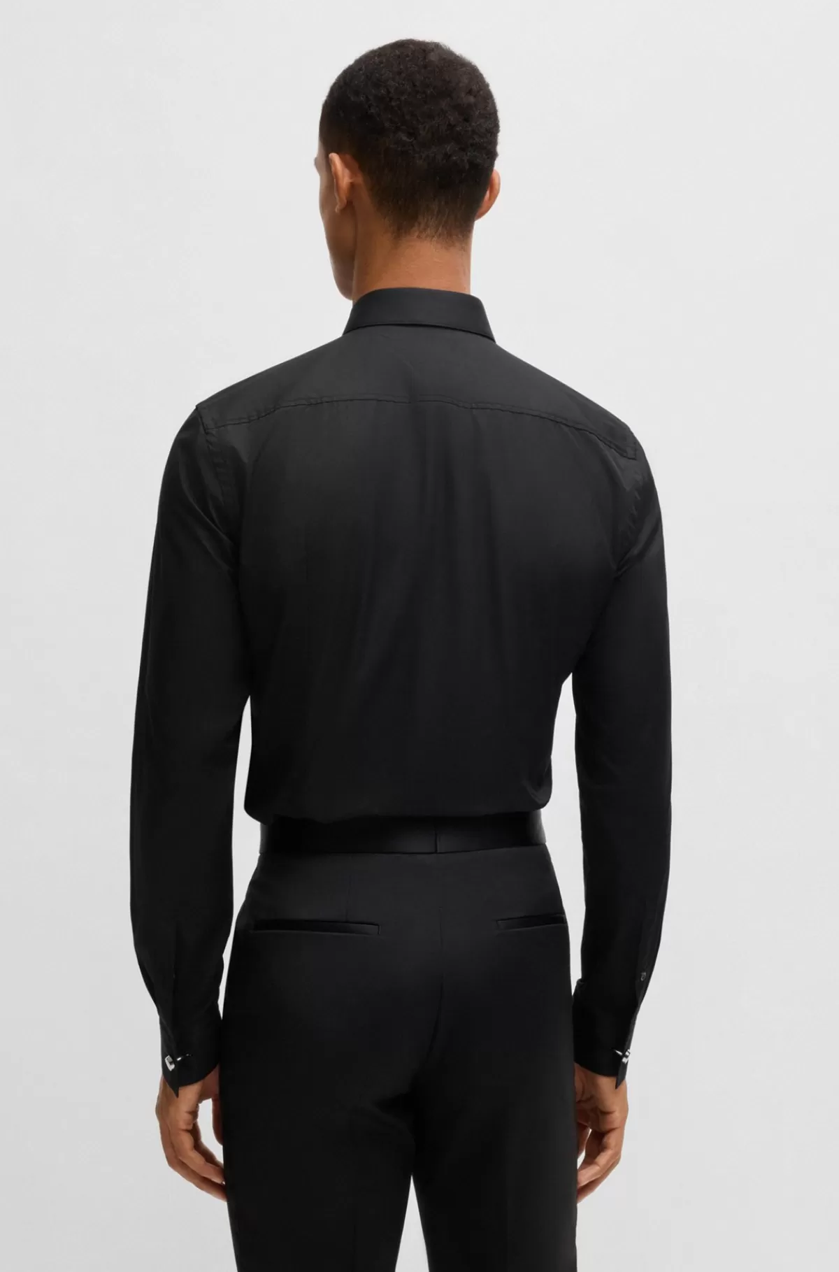HUGO BOSS Formel Skjorte Med Slim Fit Og Kjolebryst Med Læg Sort Best