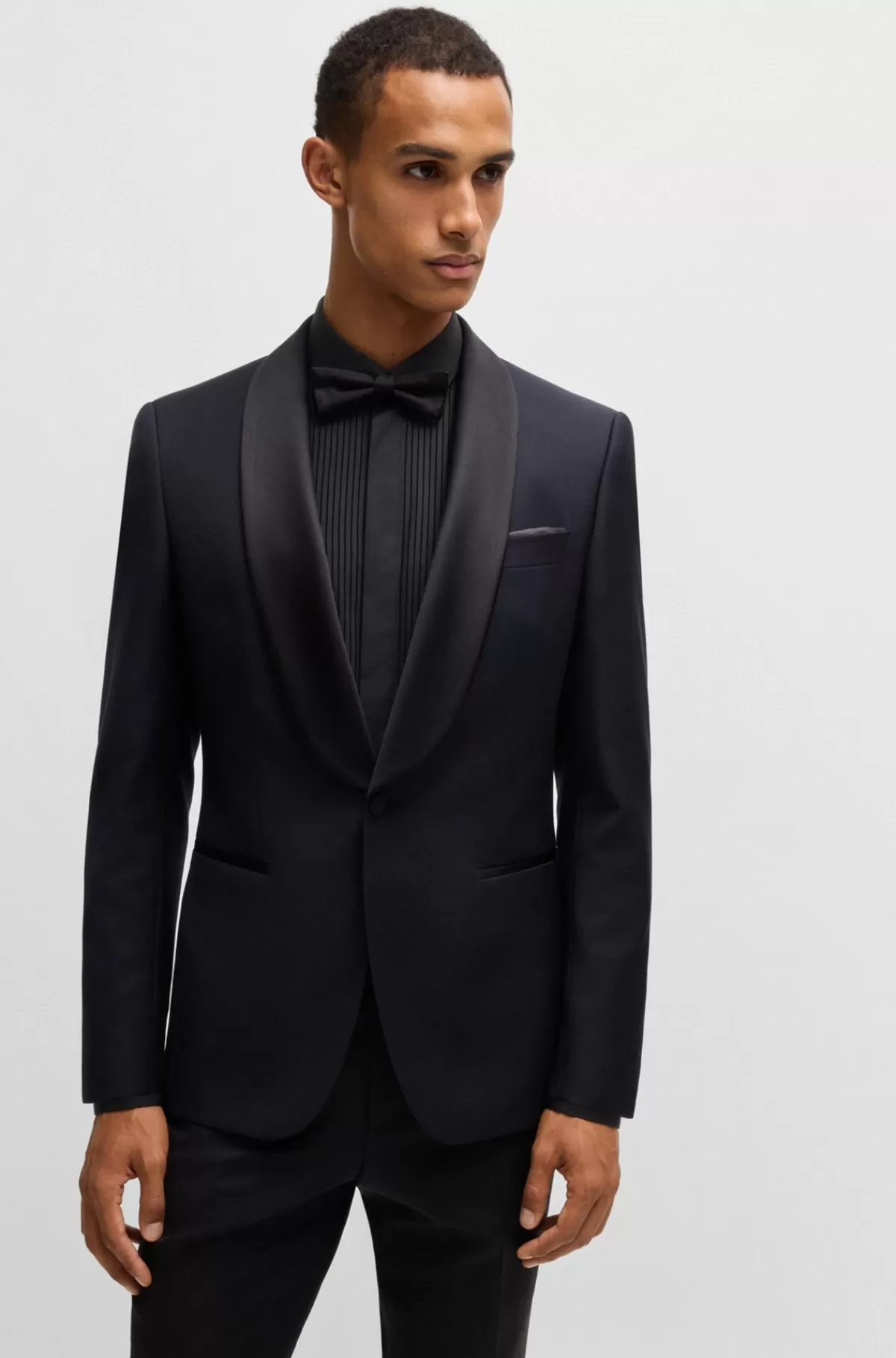 HUGO BOSS Formel Skjorte Med Slim Fit Og Kjolebryst Med Læg Sort Best