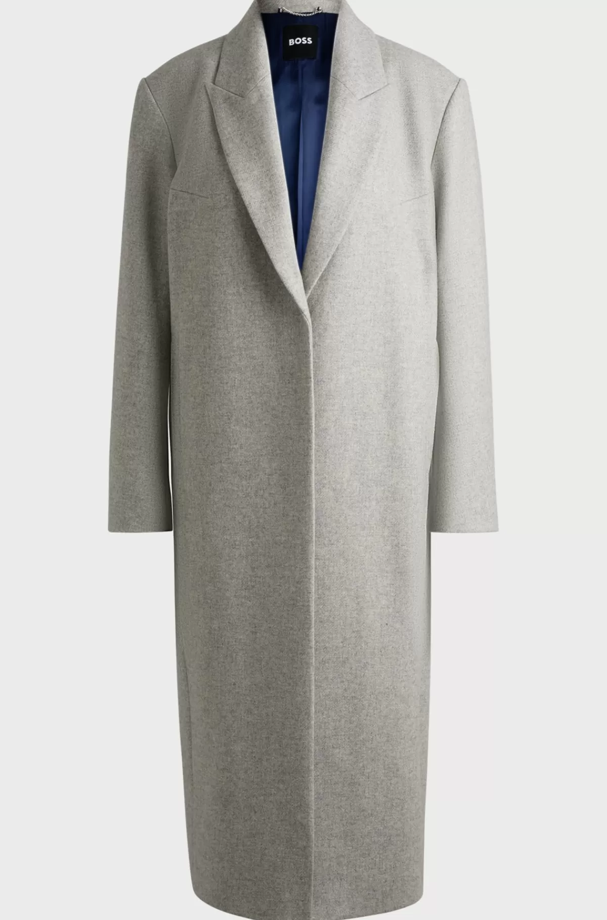 HUGO BOSS Frakke Med Oversize Fit I Uldblanding Med Kashmir Lysegrå Store