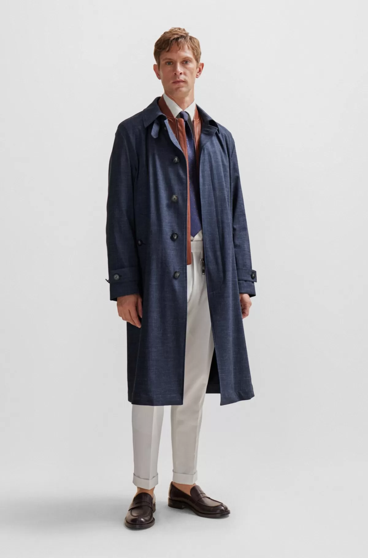HUGO BOSS Frakke Med Regular Fit I En Stof Af Ny Uldblanding Mørkeblå Shop