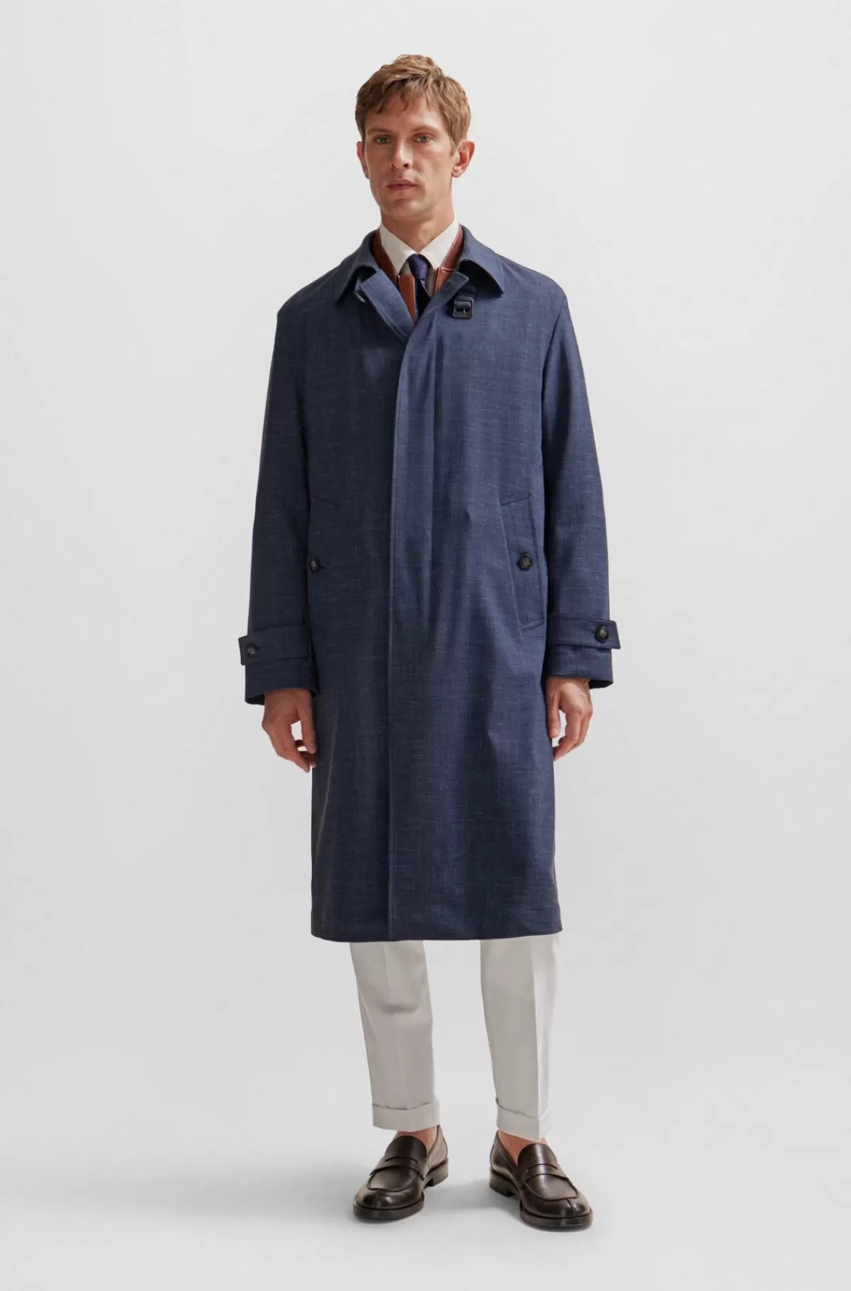 HUGO BOSS Frakke Med Regular Fit I En Stof Af Ny Uldblanding Mørkeblå Shop
