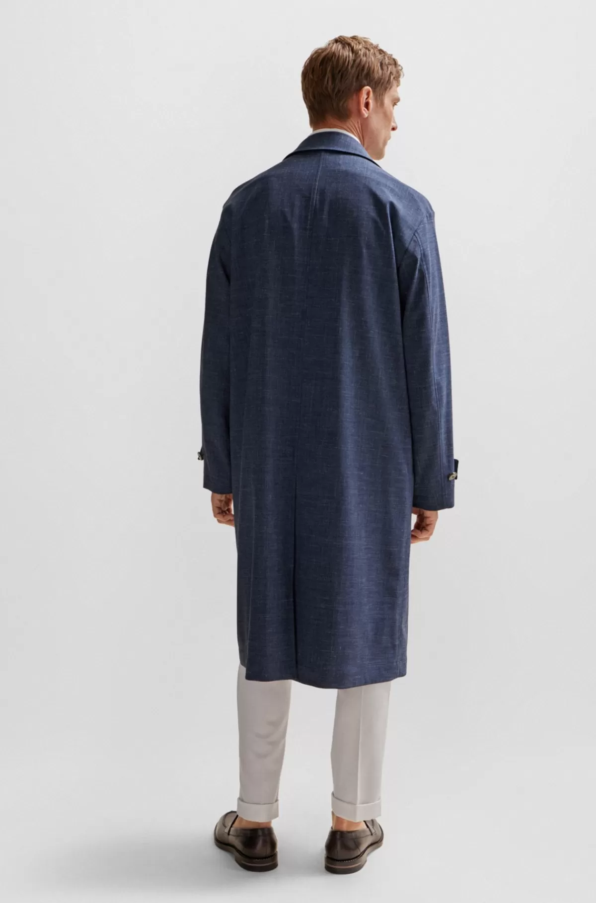 HUGO BOSS Frakke Med Regular Fit I En Stof Af Ny Uldblanding Mørkeblå Shop