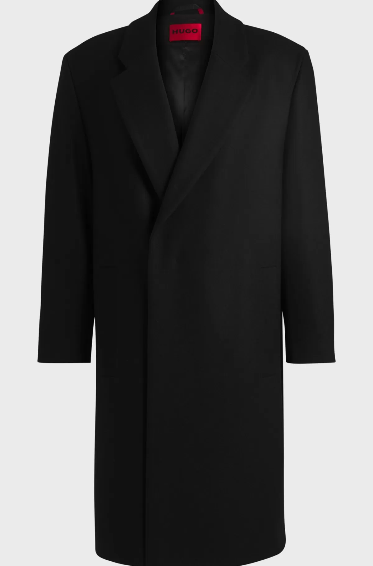 HUGO BOSS Frakke Med Relaxed Fit I En Uldblanding Sort Best