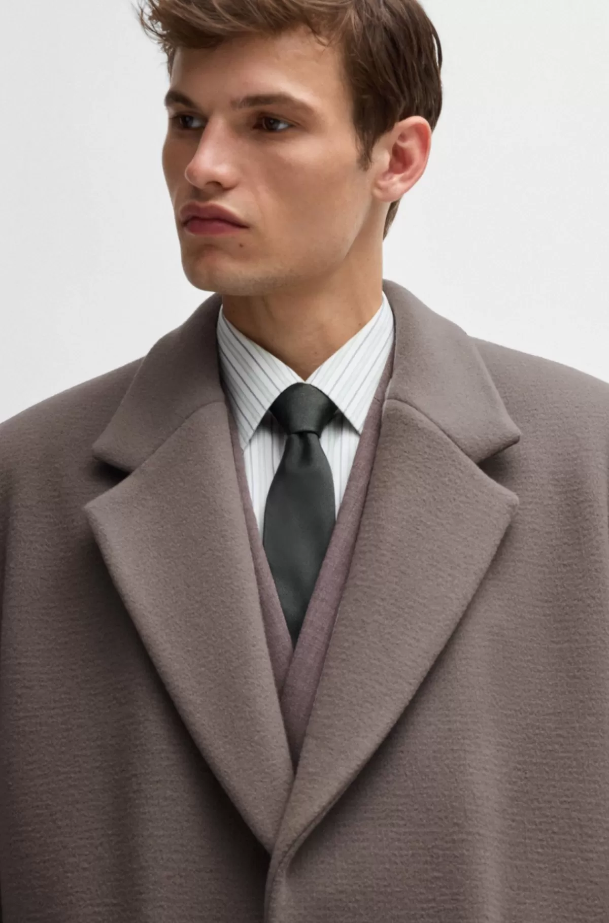 HUGO BOSS Frakke Med Relaxed Fit I Fløjl Af Uldblanding Grå New